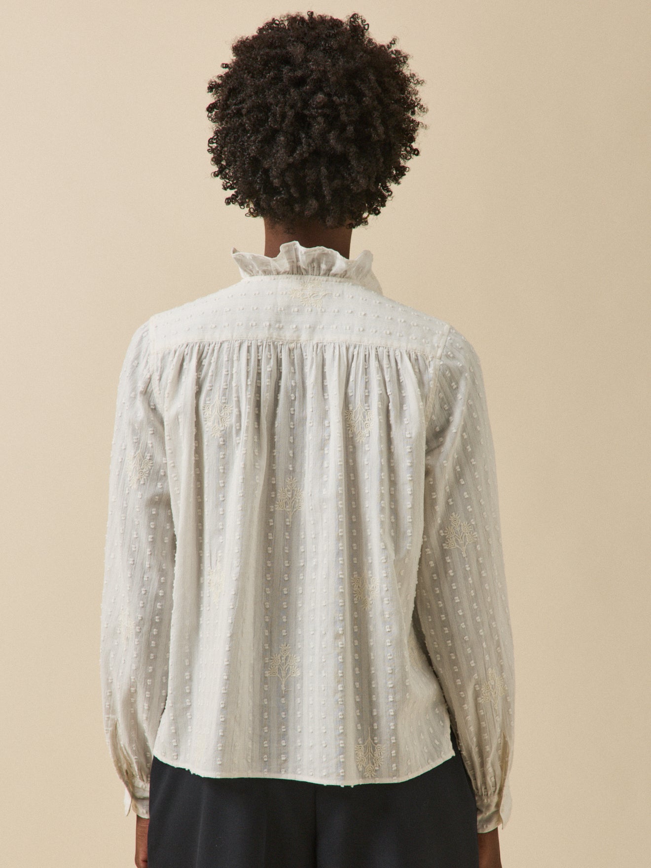 Blouse plumetis brodé femme