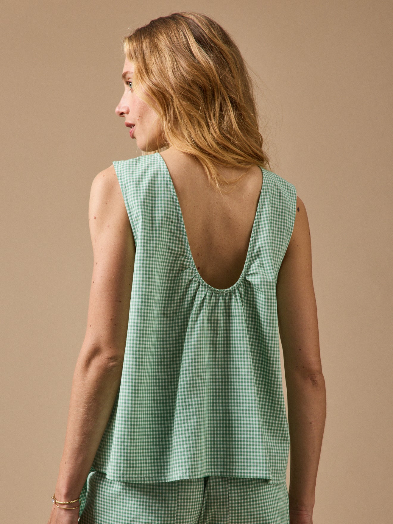 Top sans manches femme mini carreaux