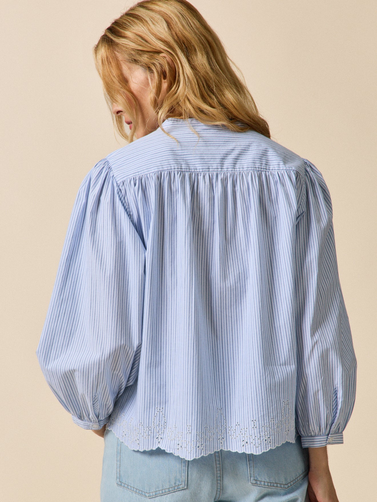 Blouse rayée brodée femme