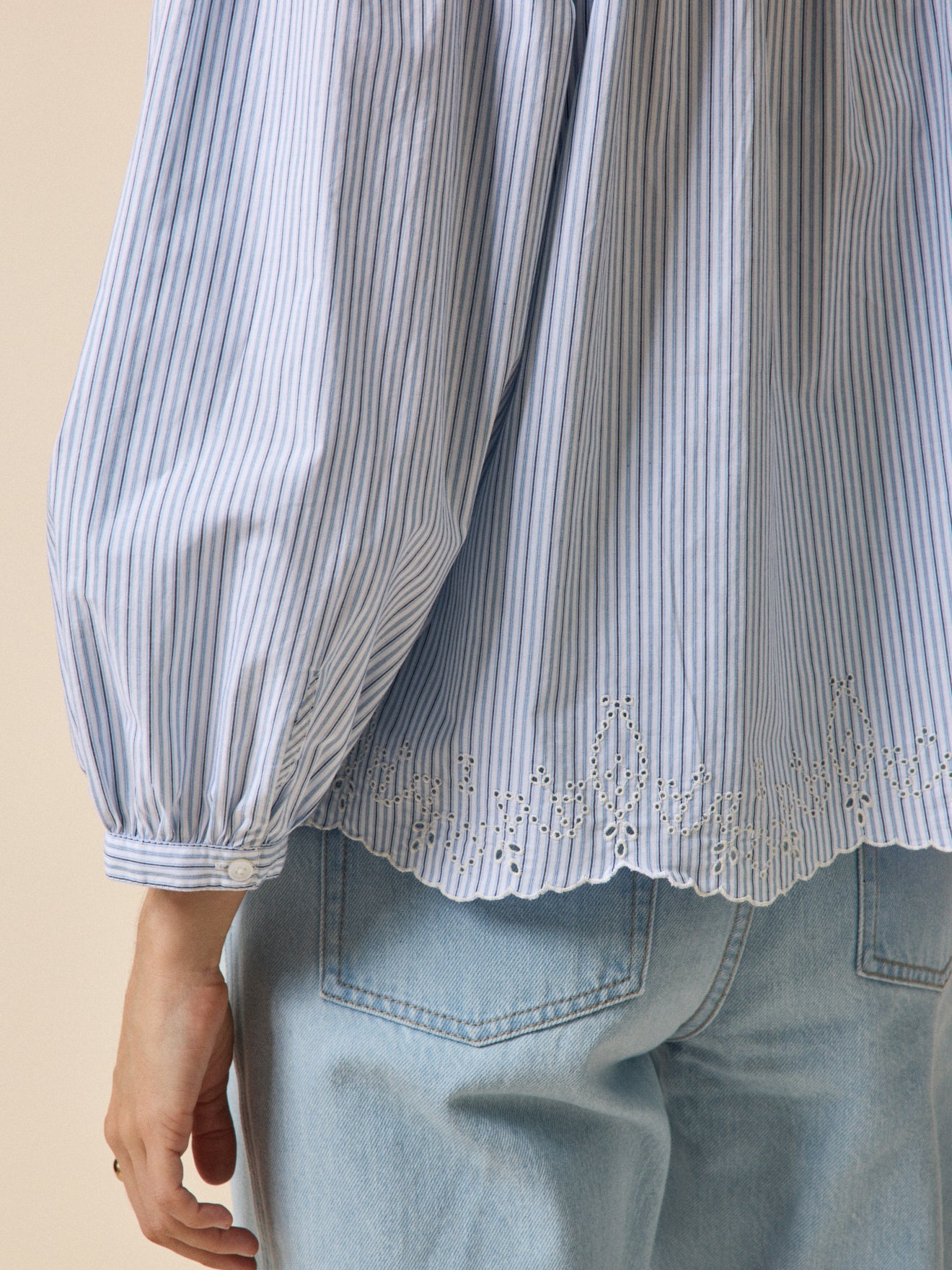 Blouse rayée brodée femme