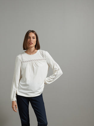 T-shirt galons dentelle femme - modal et coton biologique