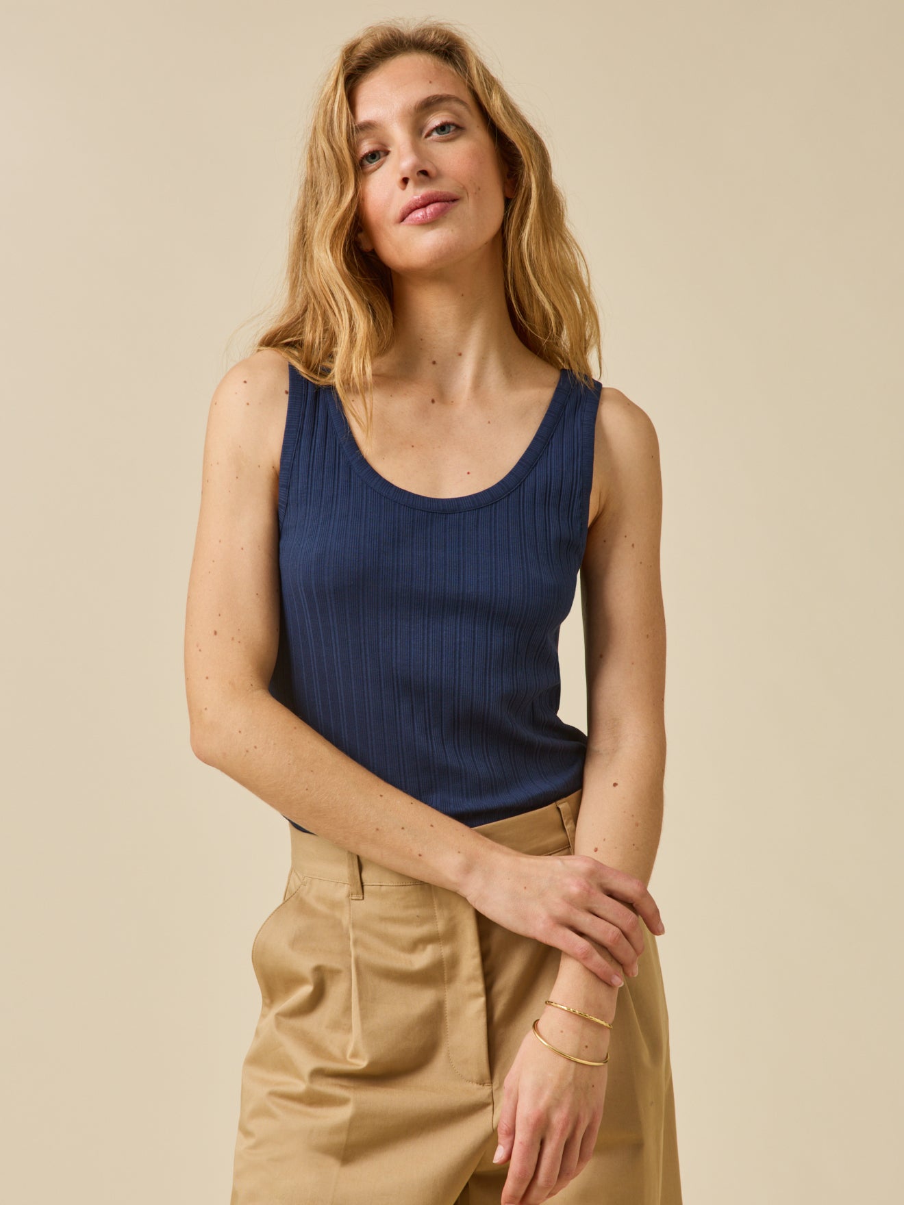 Débardeur maille côtelée femme coton biologique