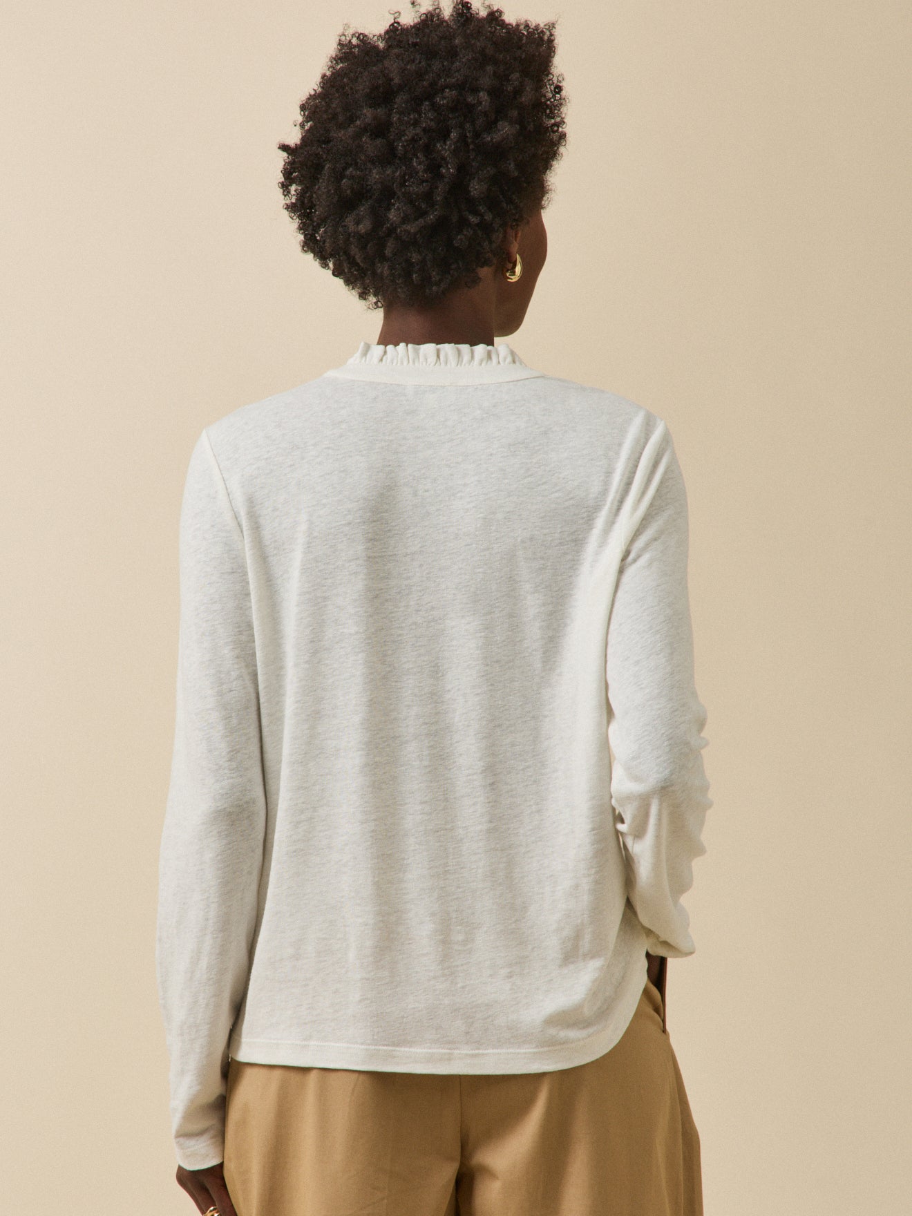 T-shirt boutonné lin et viscose femme