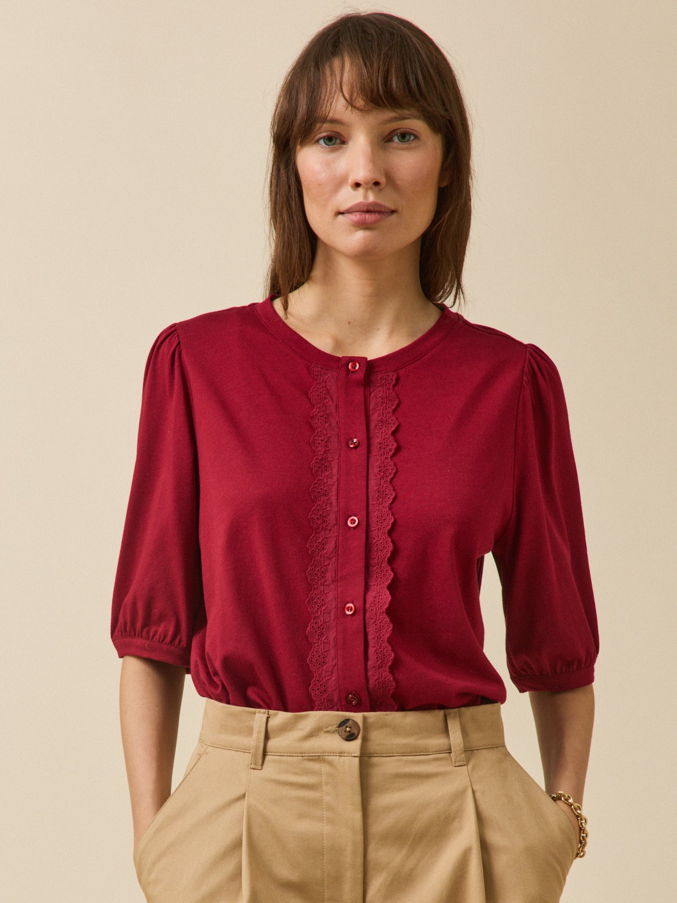 T-shirt brodé femme modal et coton biologique