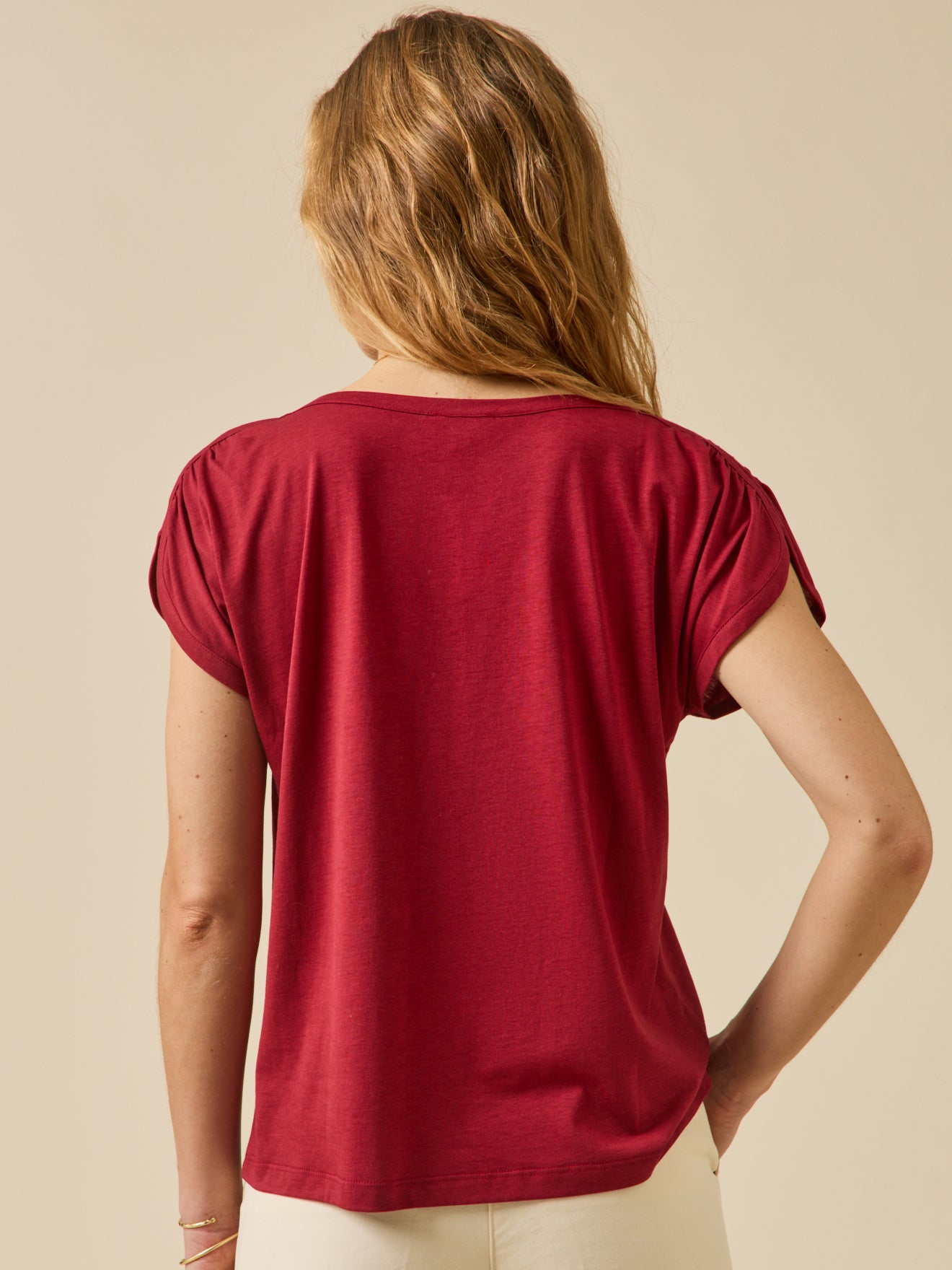 T-shirt col bateau femme lyocell mélangé
