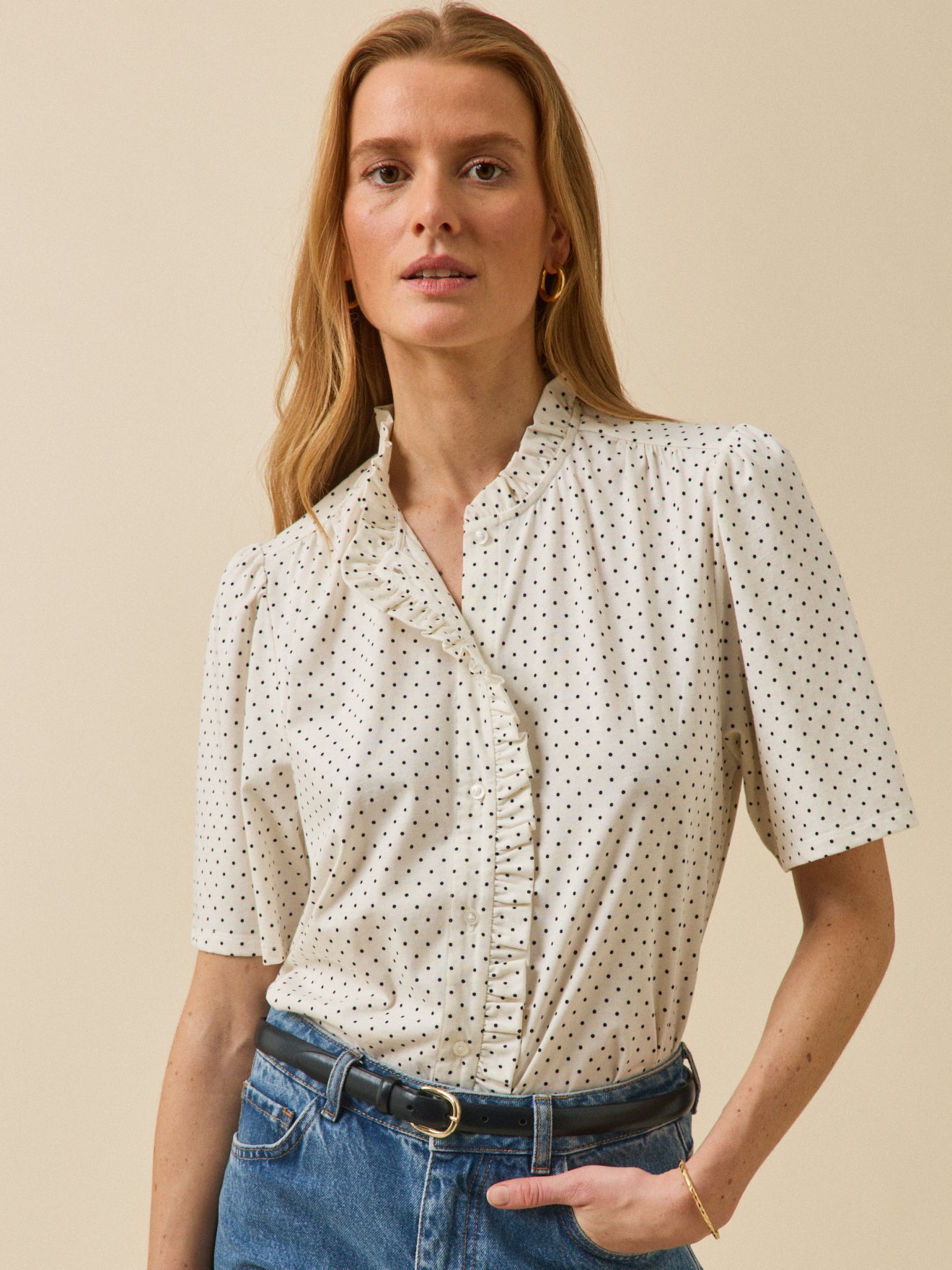 T-shirt femme imprimé pois coton biologique