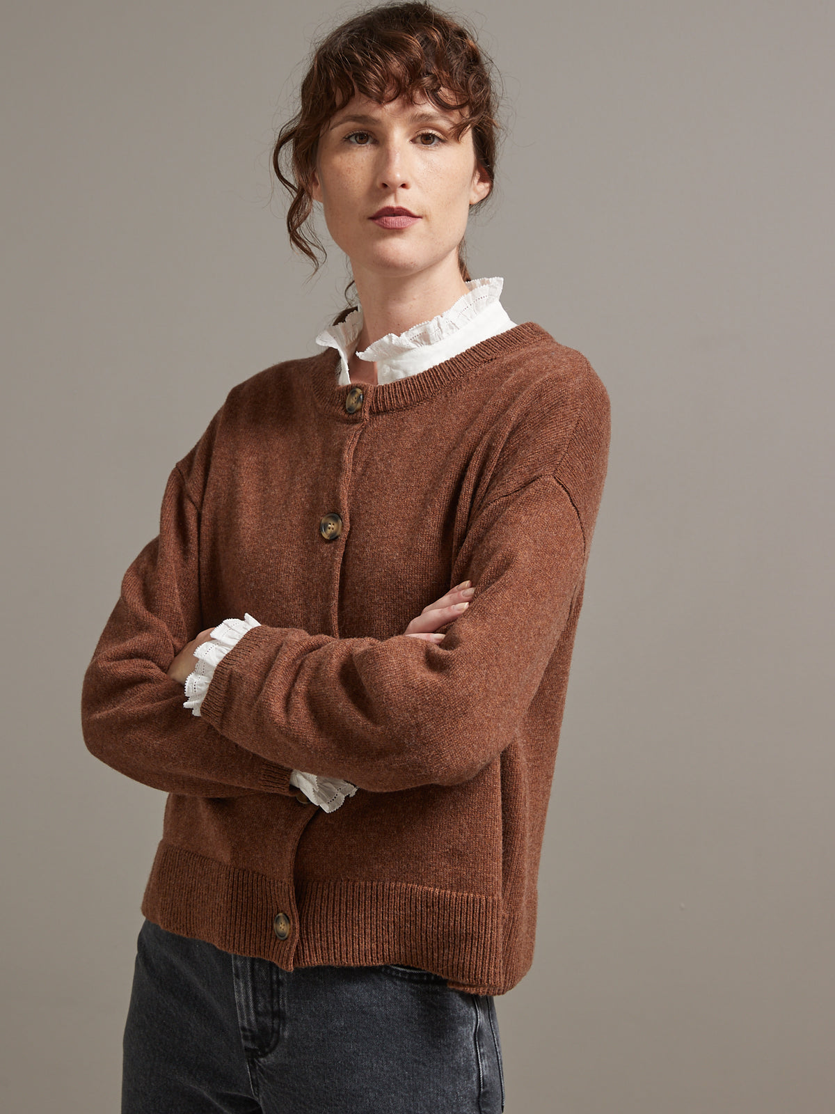 Cardigan boxy femme laine mérinos RWS*