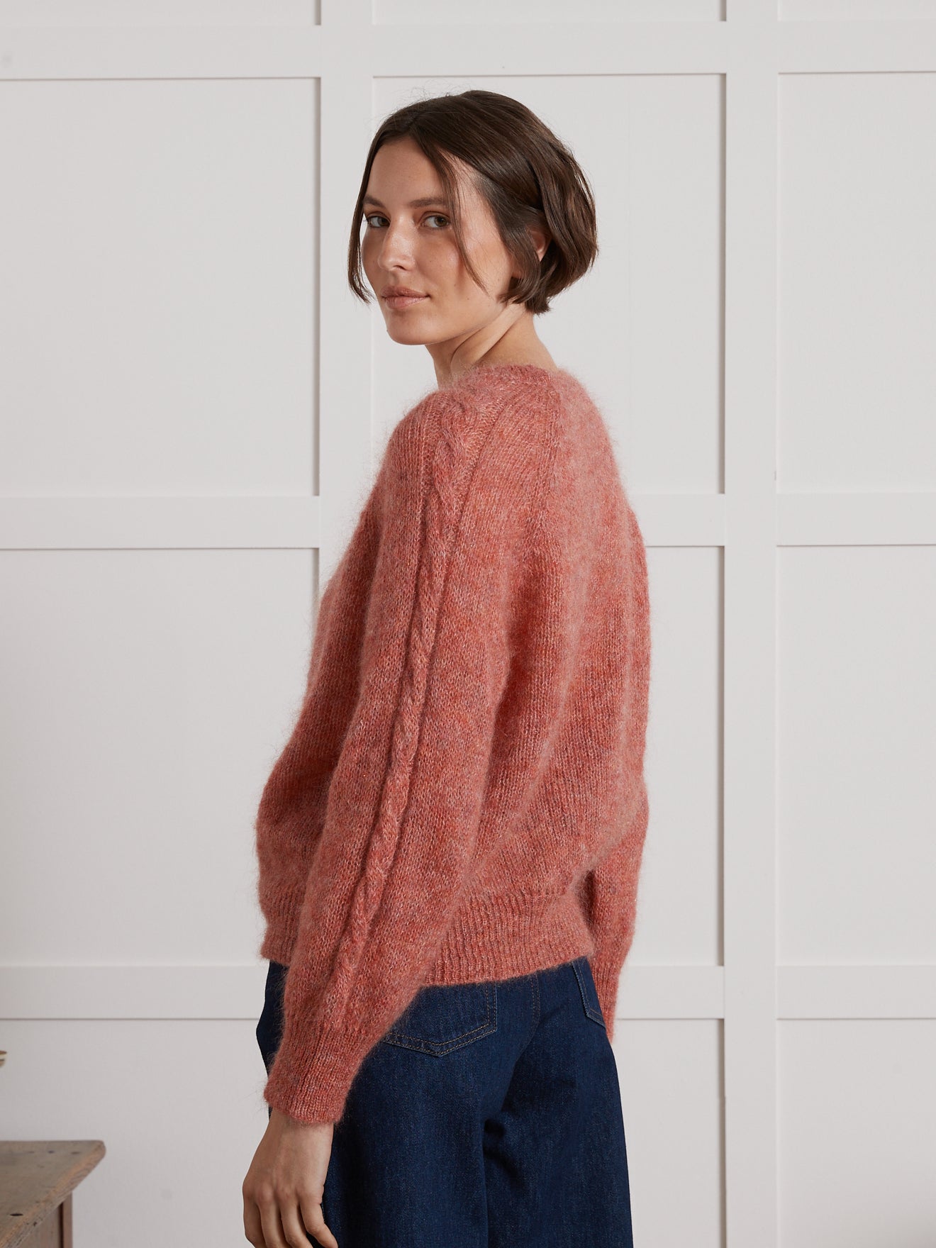 Pull col rond femme mélange kid mohair