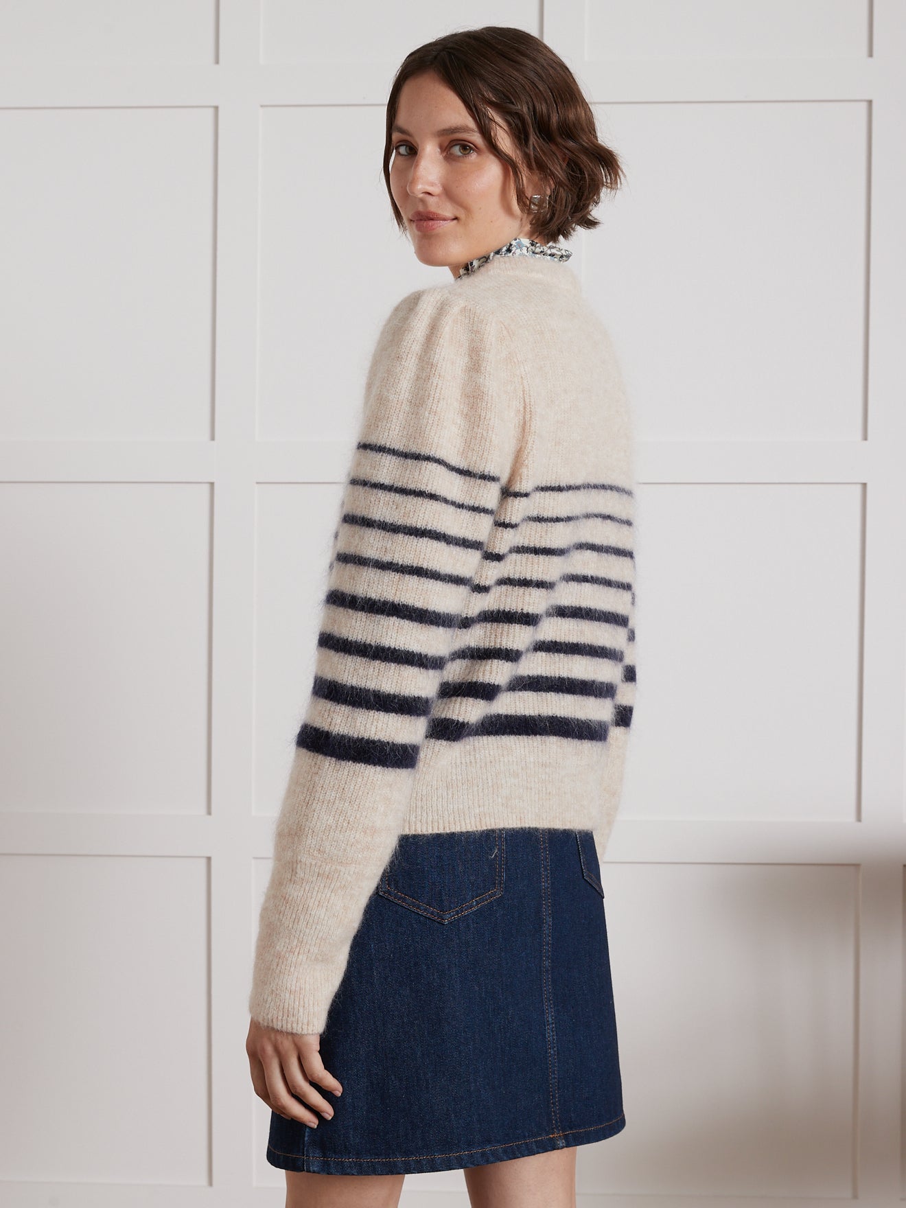 Pull marin femme avec laine et mohair