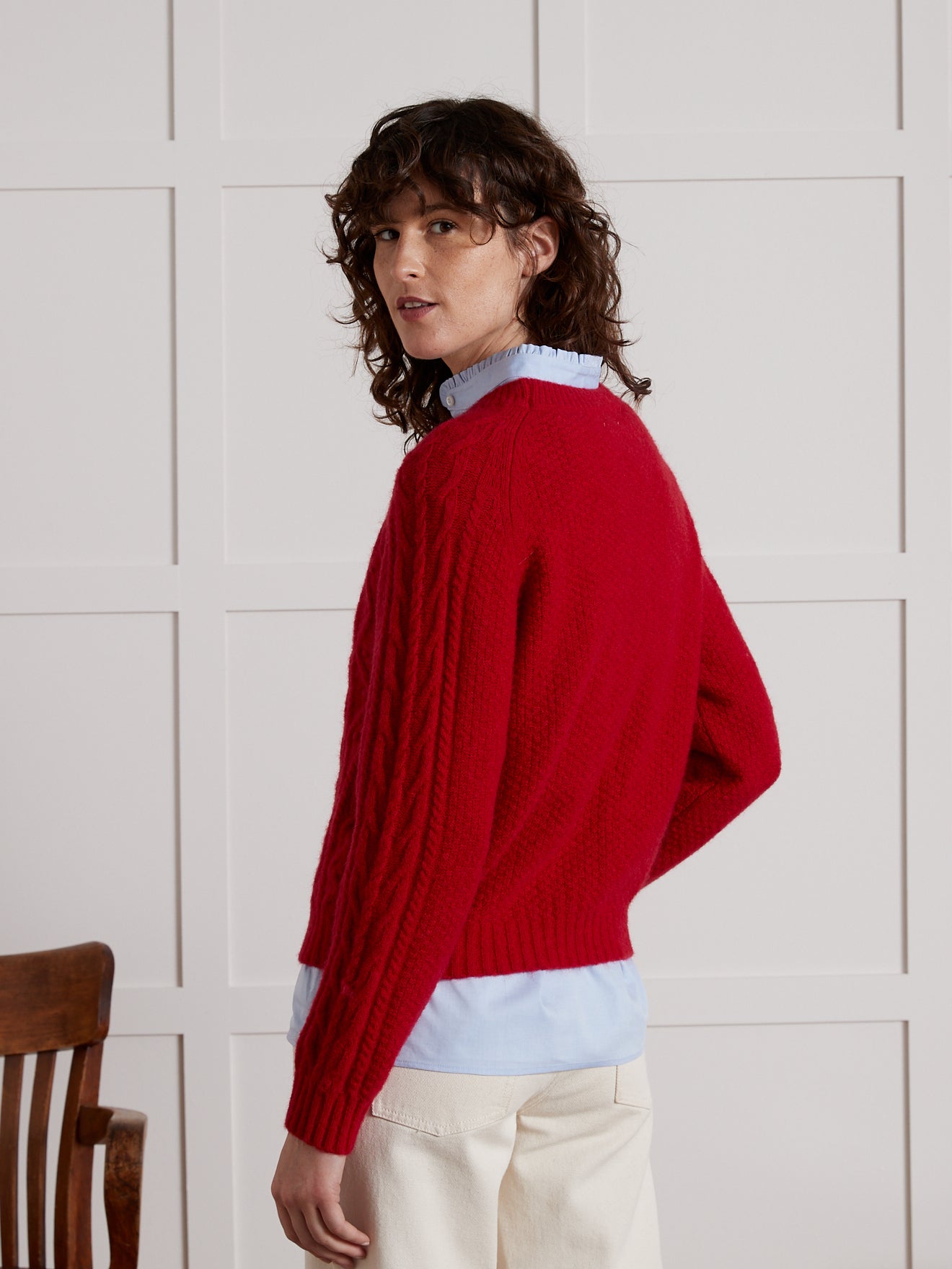 Pull torsadé femme avec laine et mohair