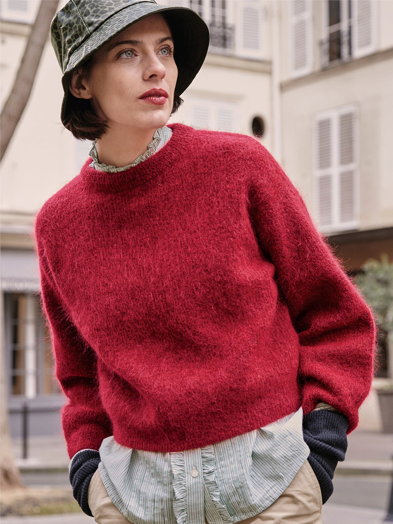 Pull col rond femme avec laine et mohair