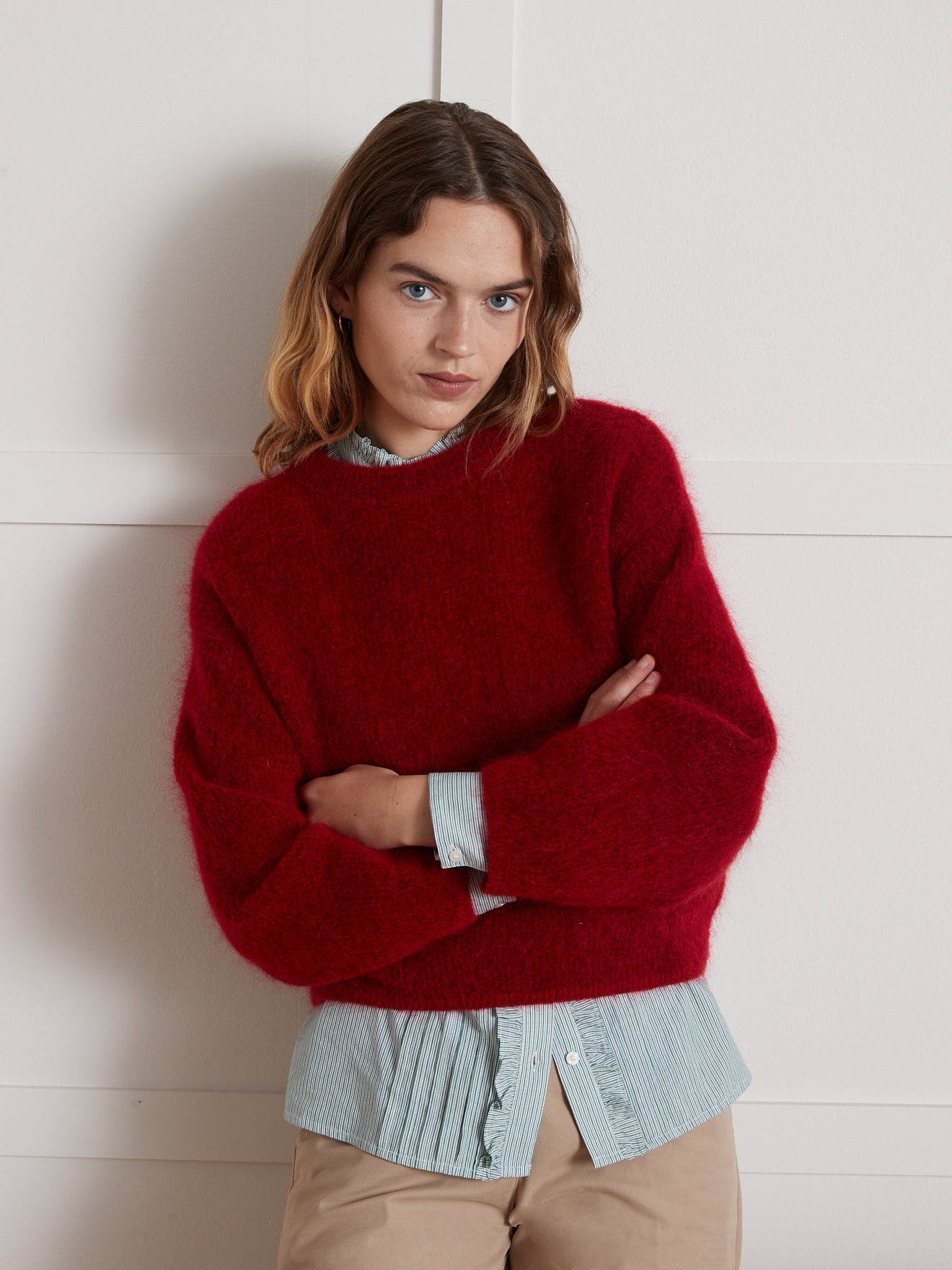 Pull col rond femme avec laine et mohair