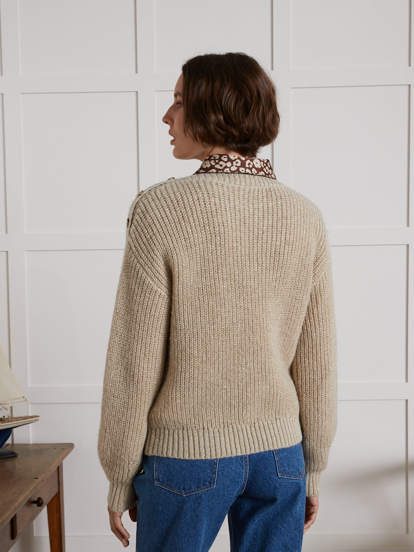 Pull maille perlée irisée femme