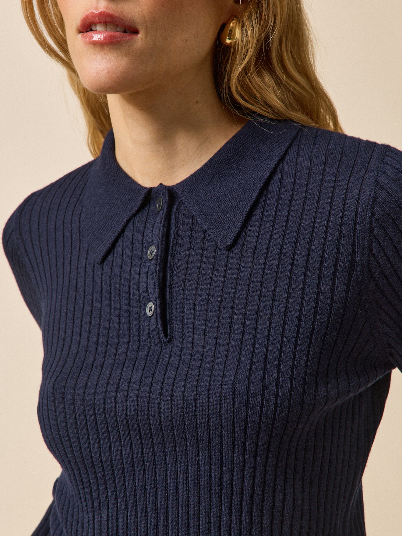 Pull col polo femme laine RWS*