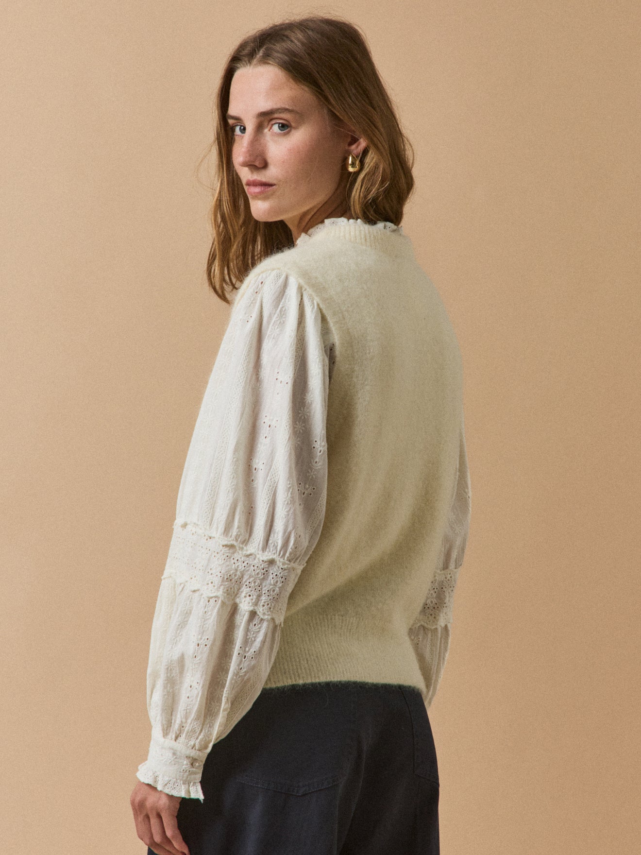 Pull sans manches femme mélange alpaga