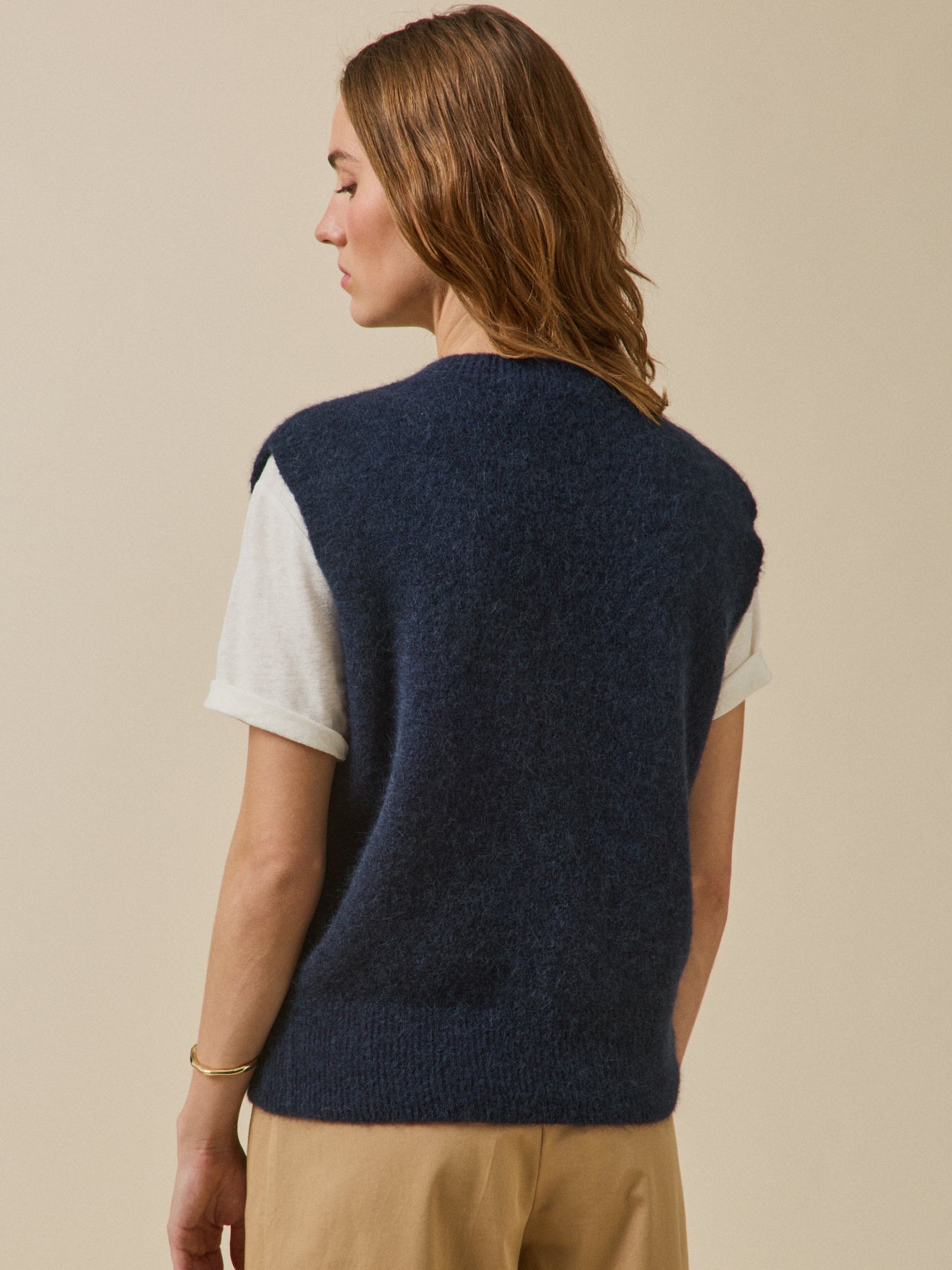 Pull sans manches femme mélange alpaga