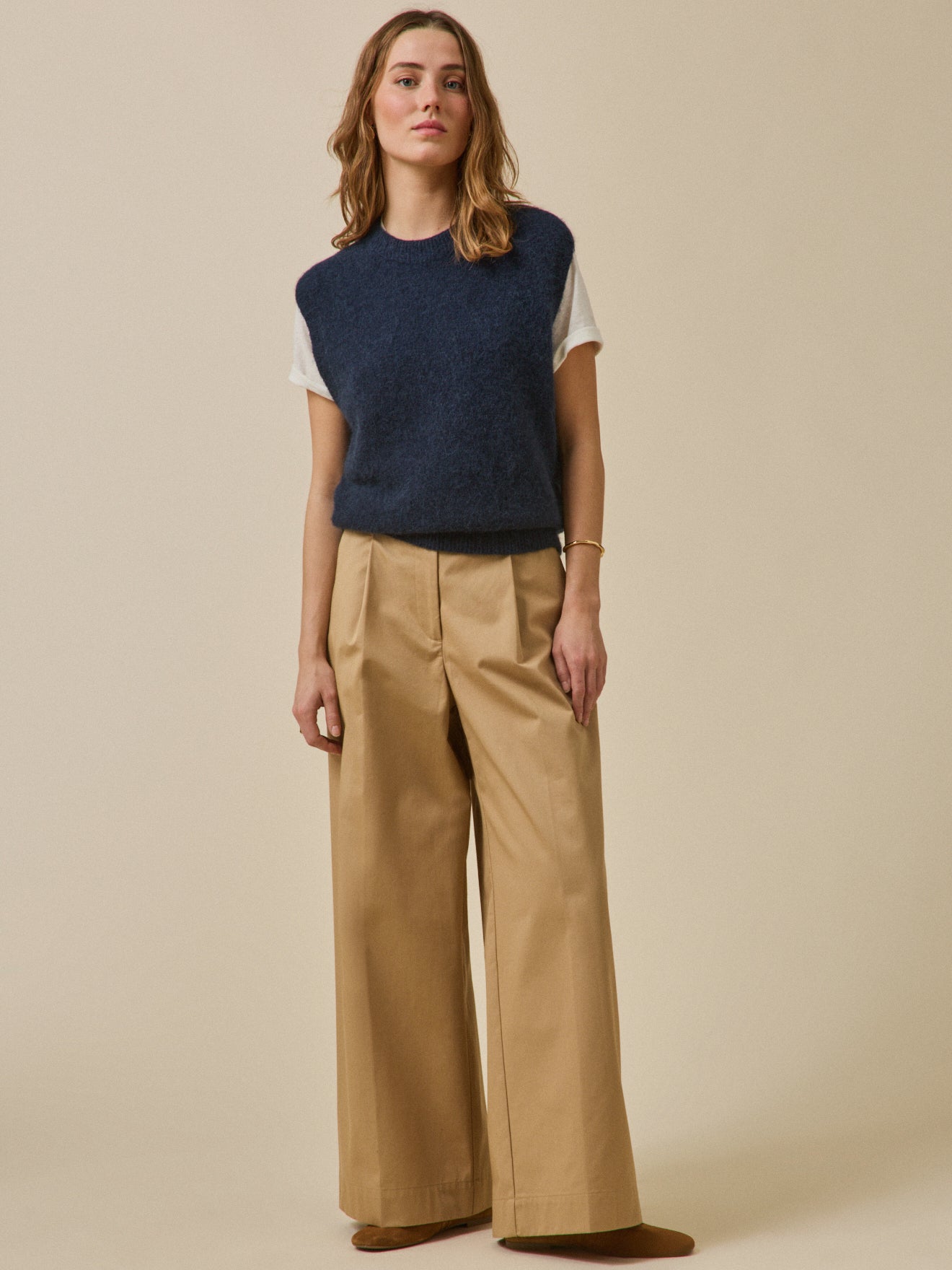 Pull sans manches femme mélange alpaga