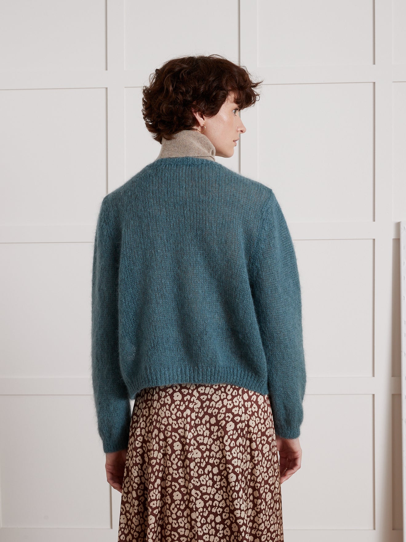 Cardigan boxy femme mélange kid mohair