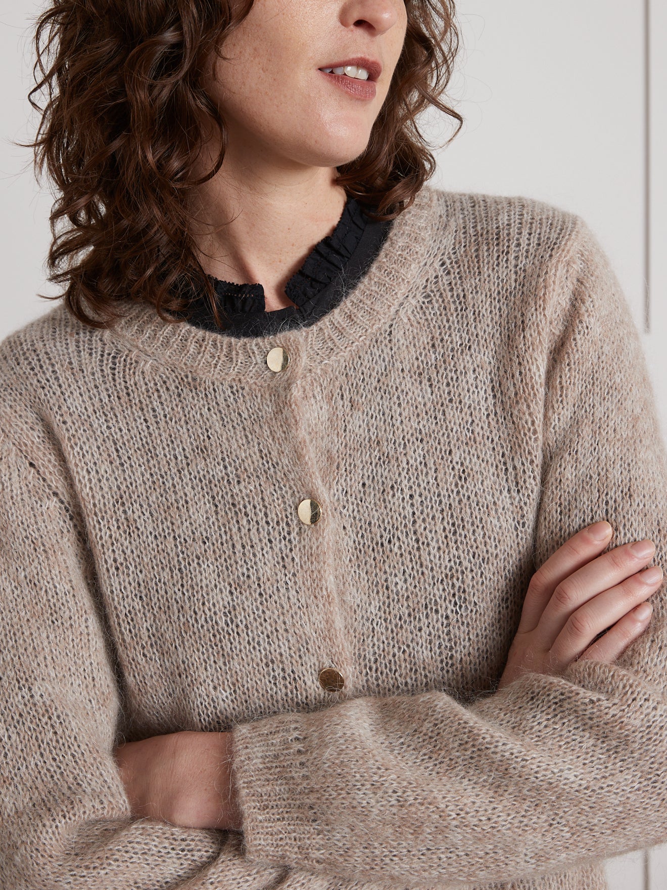 Cardigan boxy femme mélange kid mohair