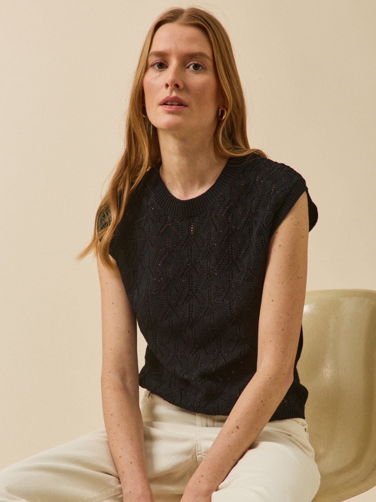 Pull sans manches femme coton biologique