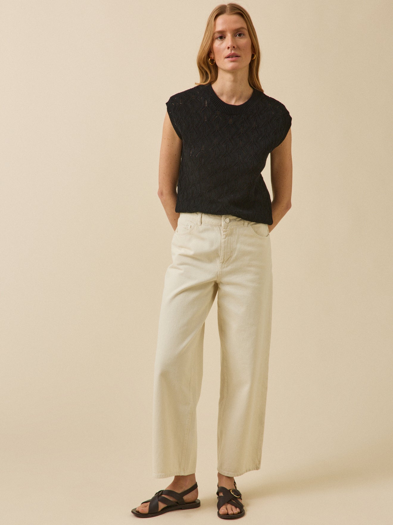 Pull sans manches femme coton biologique