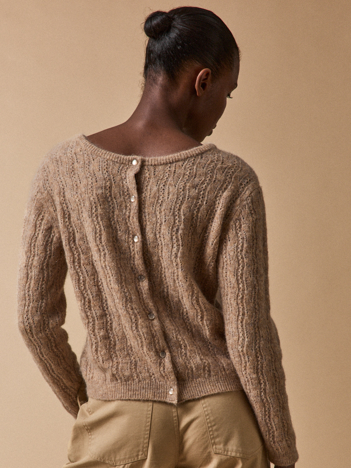 Gilet réversible femme mélange kid mohair