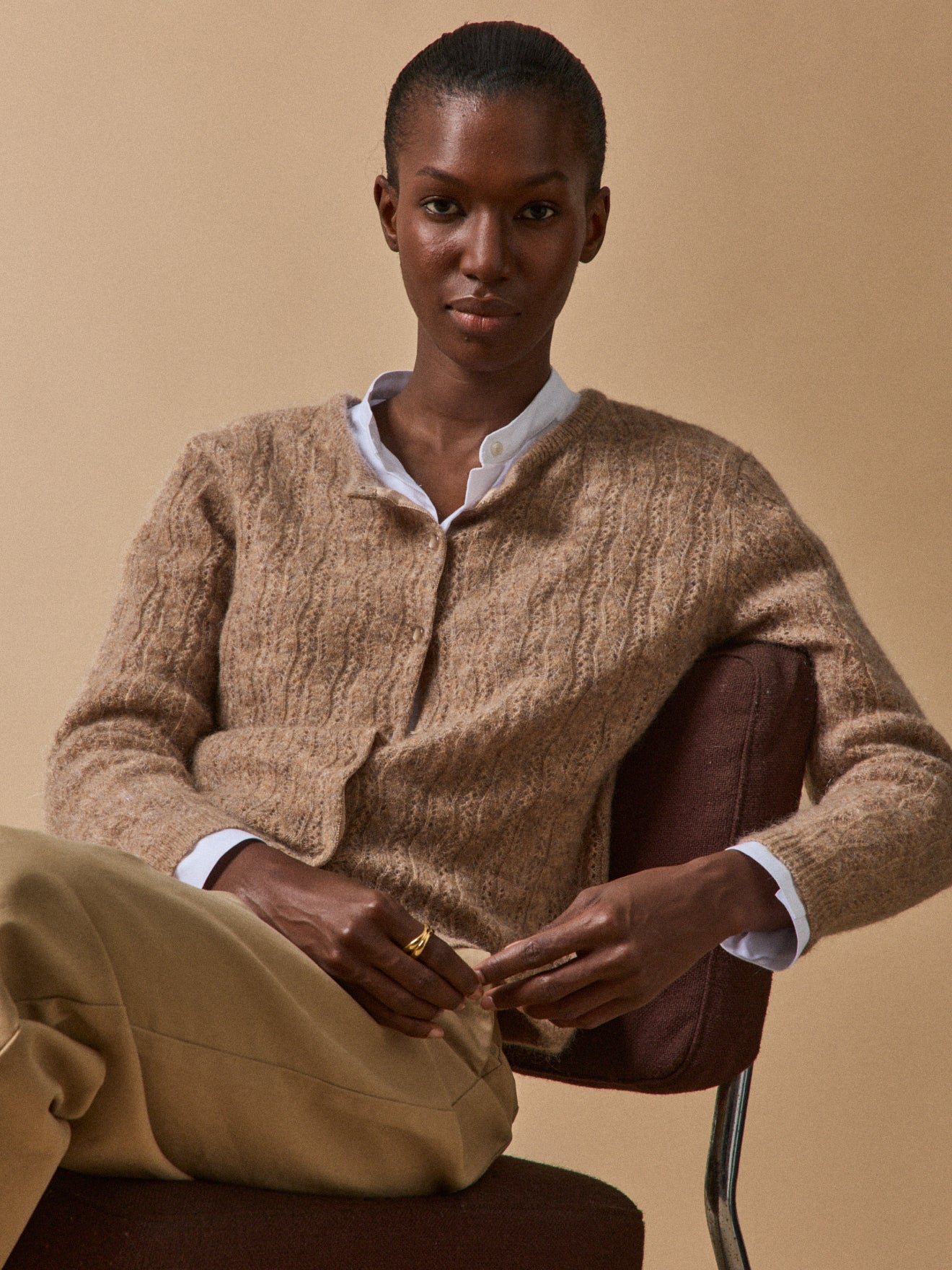 Gilet réversible femme mélange kid mohair