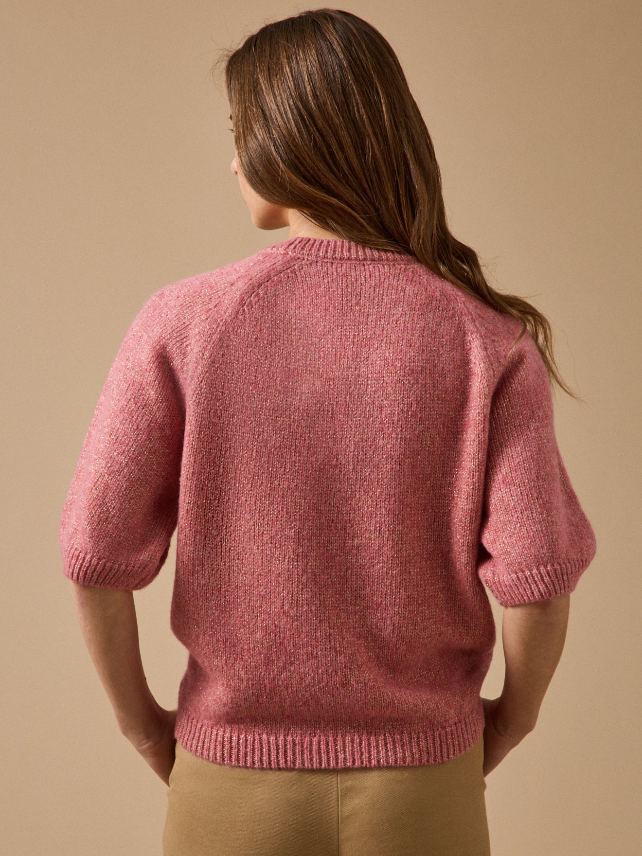 Pull irisé manches courtes femme