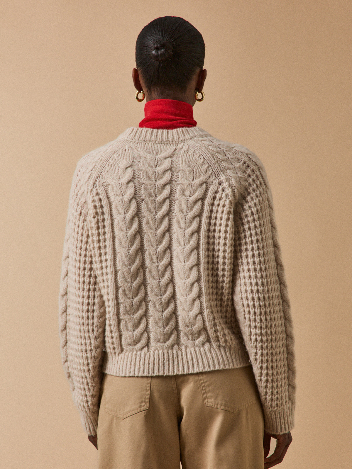 Pull torsades femme mélange laine mérinos