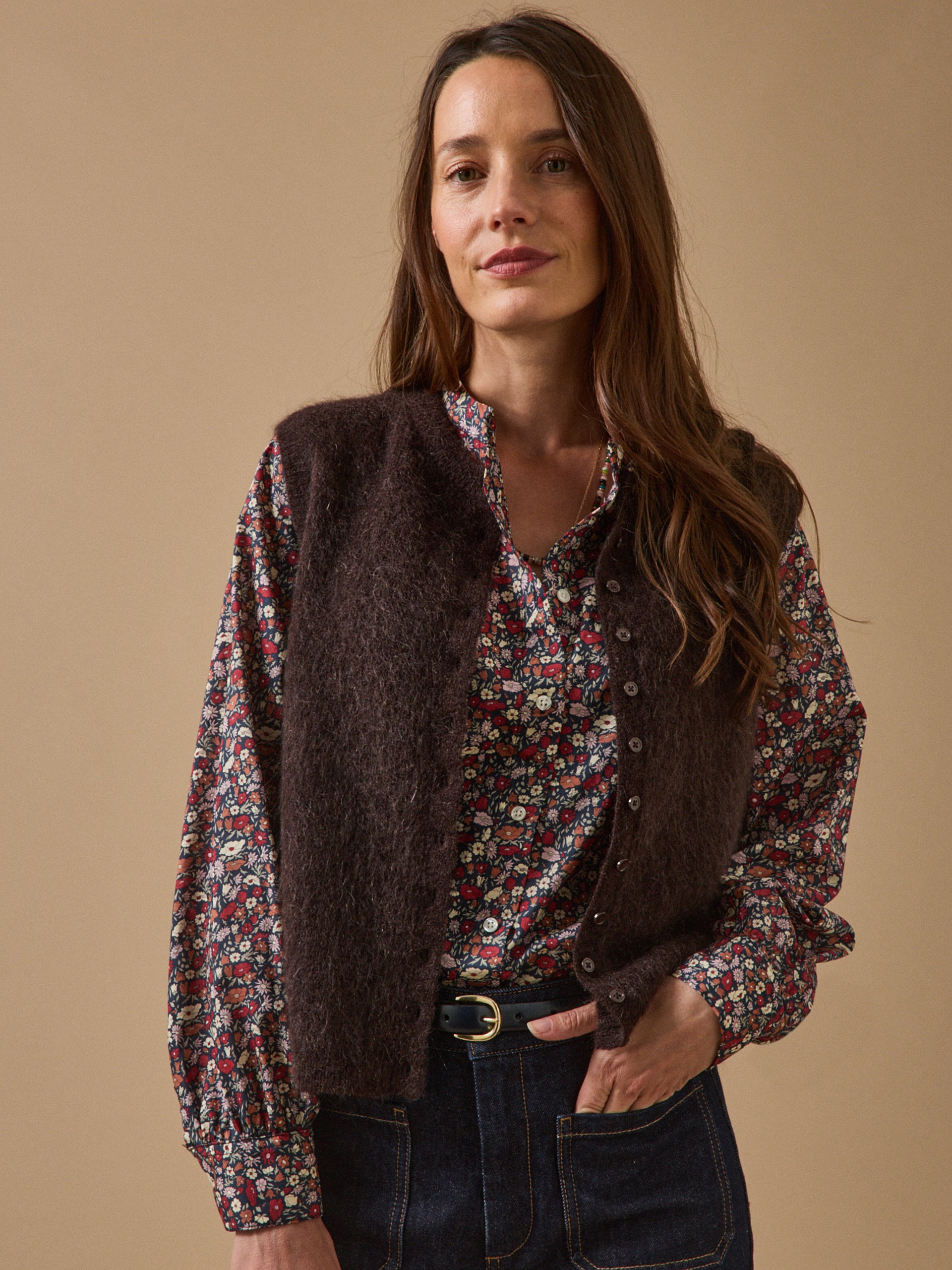 Gilet sans manches femme laine et mohair