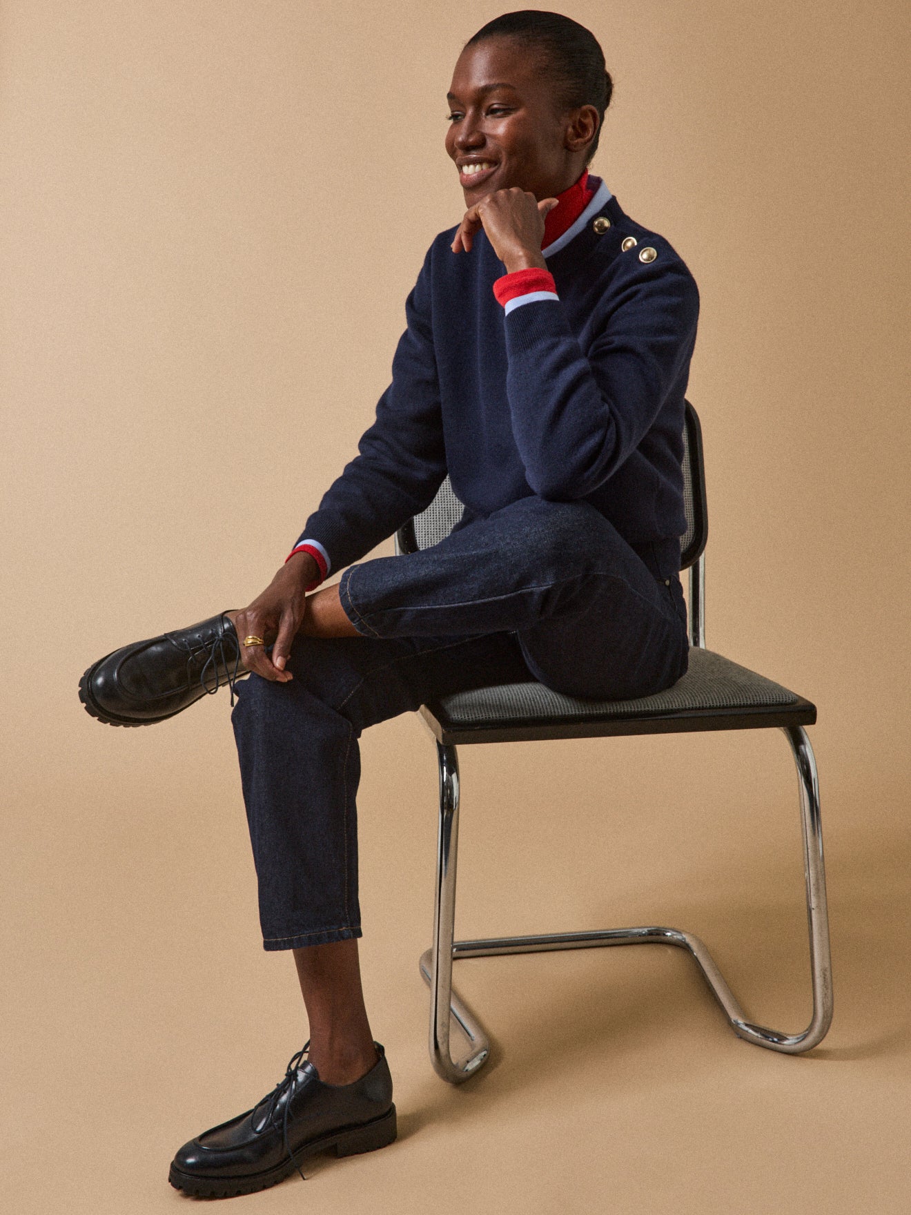 Pull boutons dorés femme laine RWS*