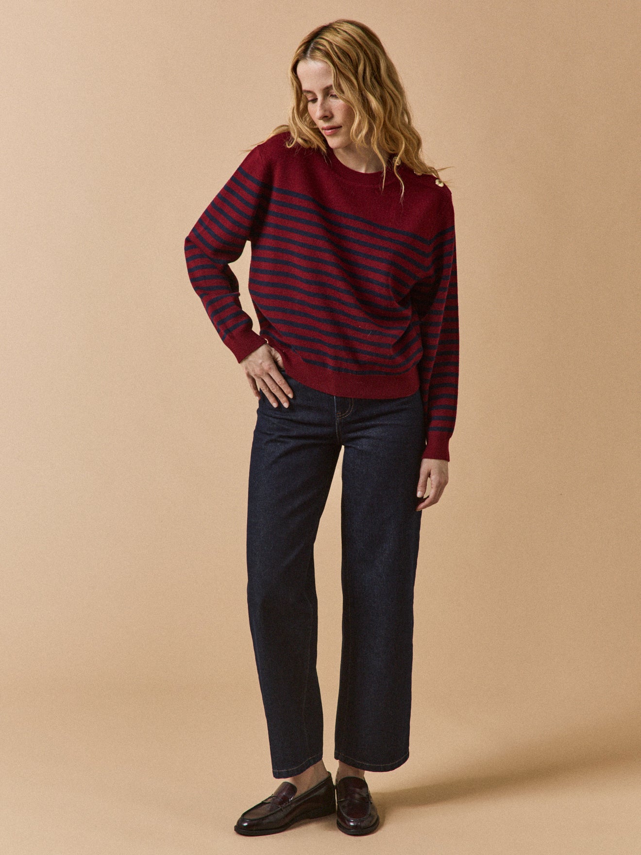 Pull boutons dorés femme laine RWS*