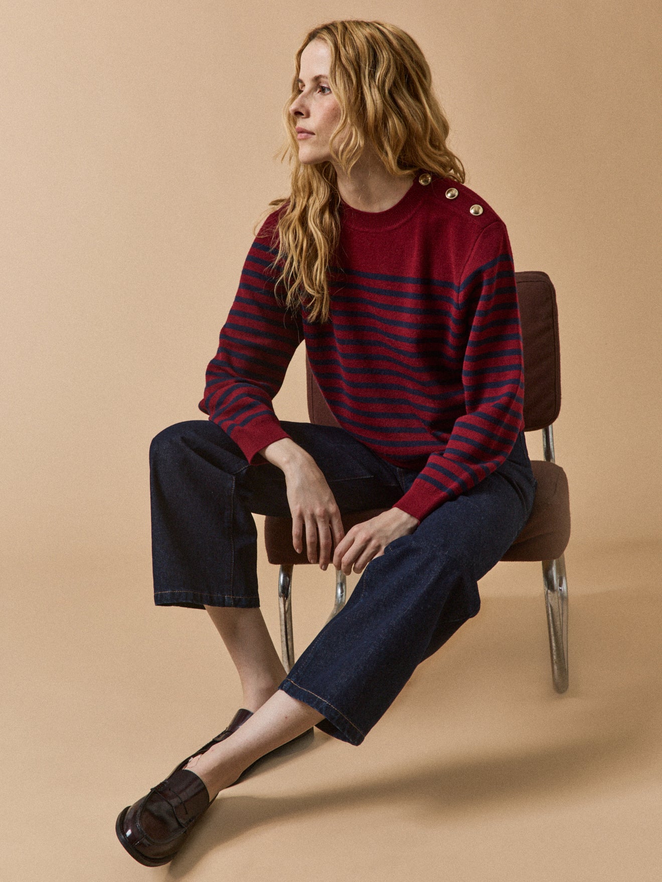 Pull boutons dorés femme laine RWS*