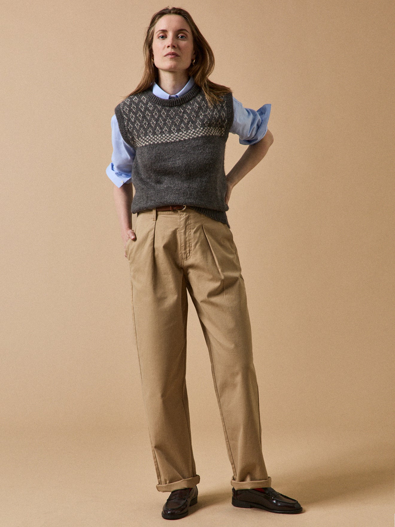 Pull jacquard sans manches femme mélange mohair