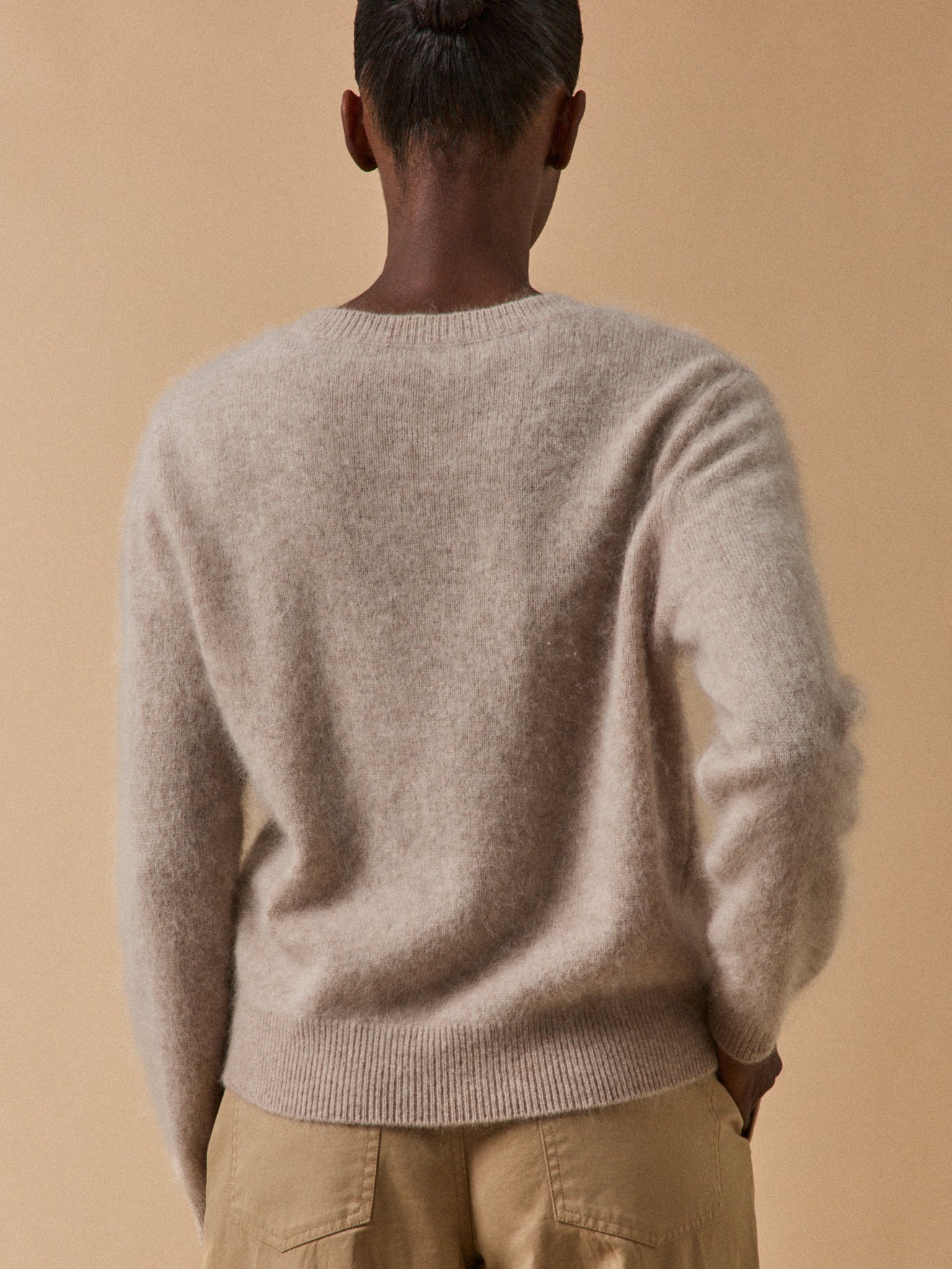 Pull col rond laine brossée femme