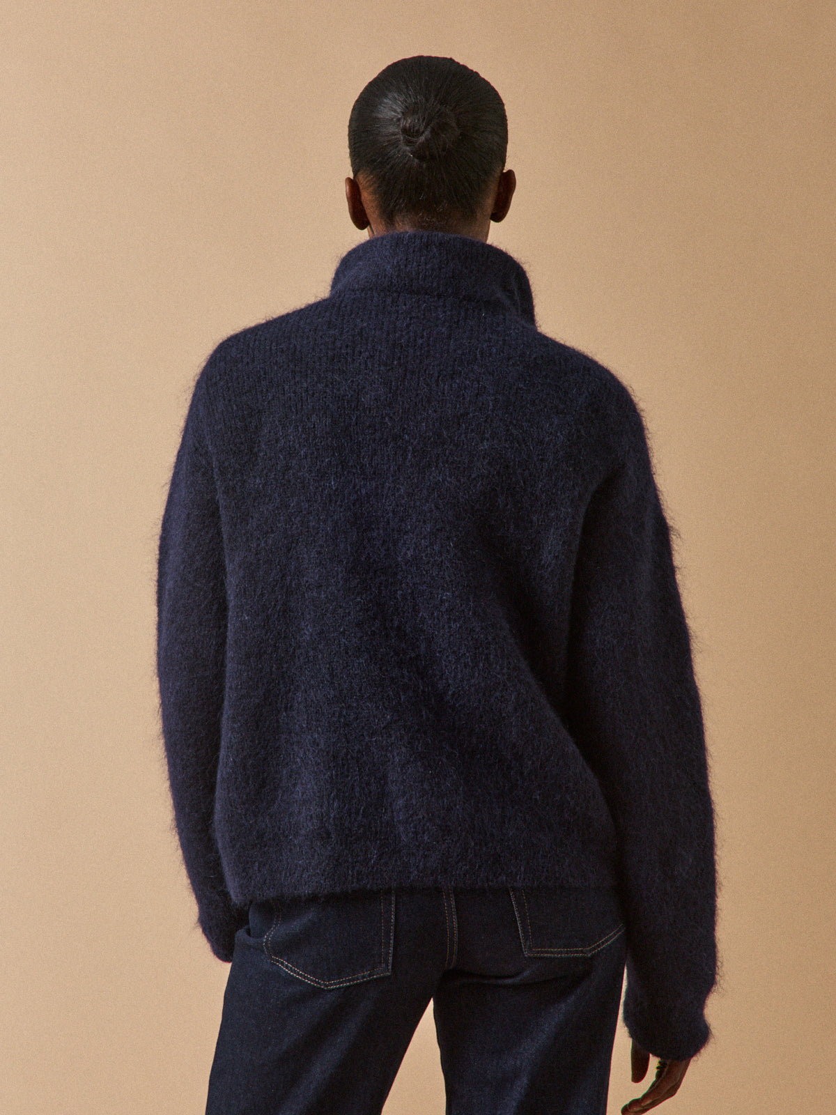 Pull col camionneur femme avec laine et mohair