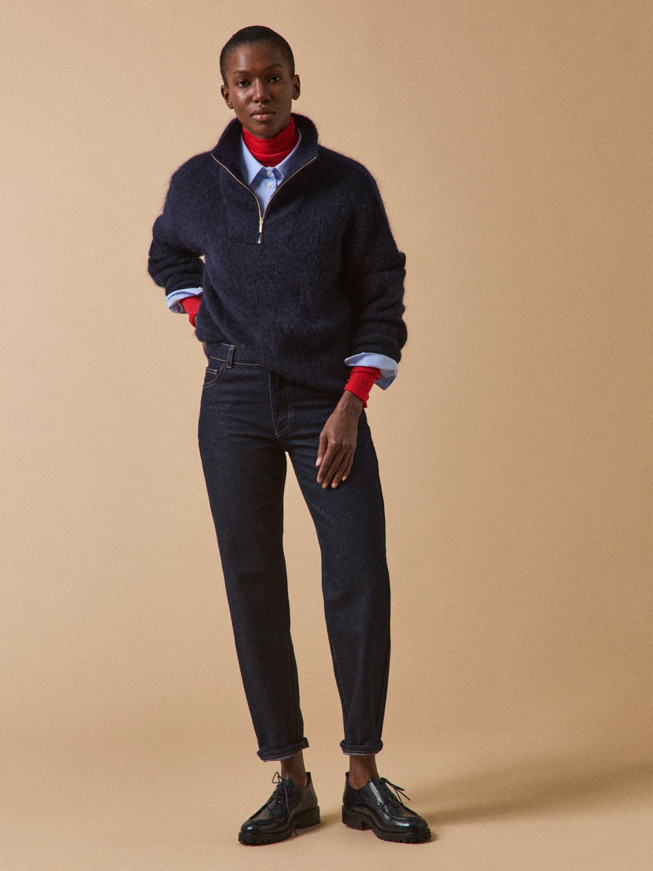 Pull col camionneur femme avec laine et mohair Cyrillus FR