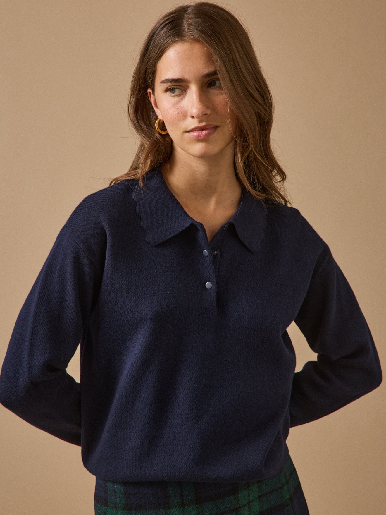 Pull polo femme coton biologique et cachemire