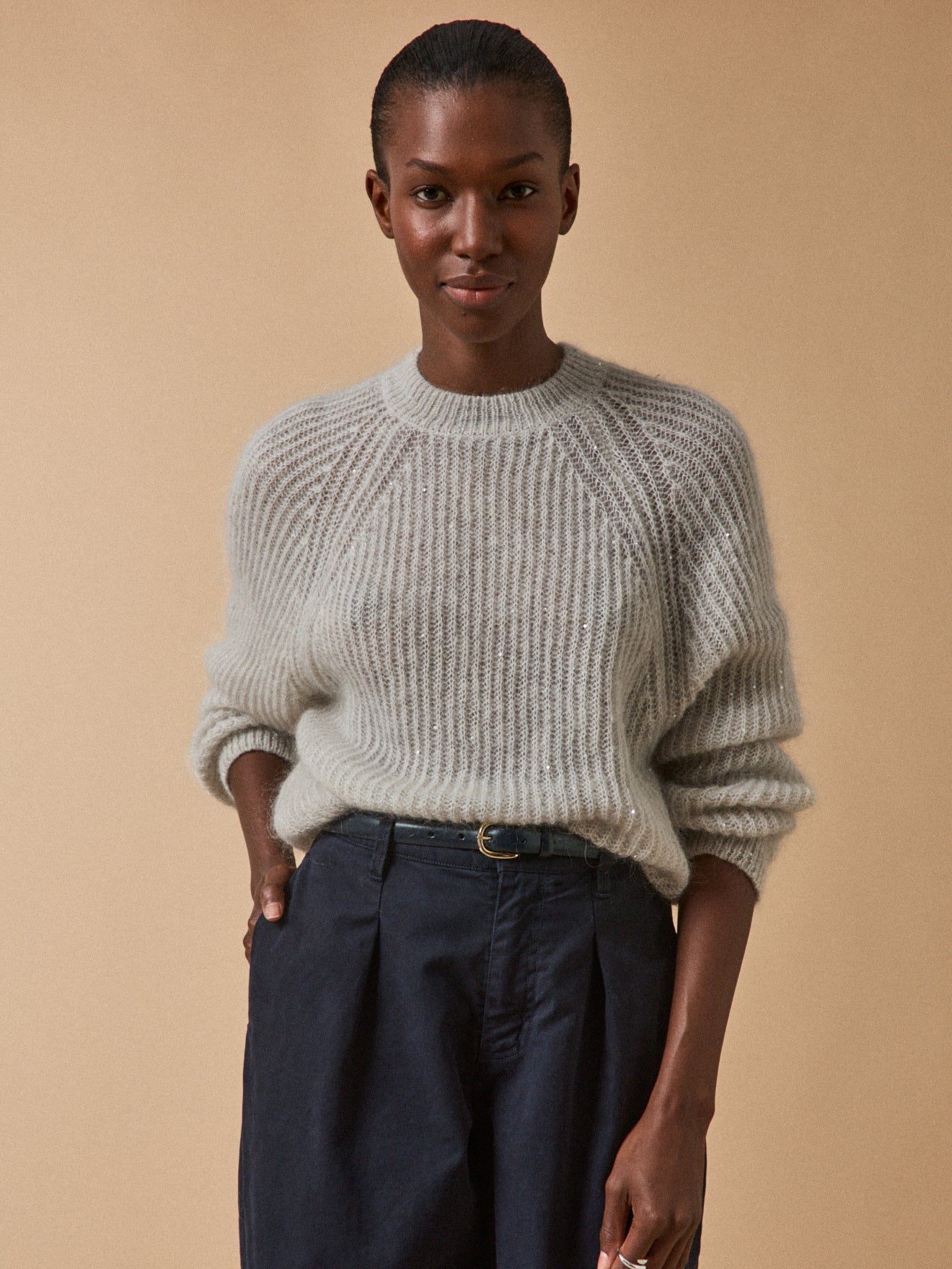 Pull sequins femme avec mohair et alpaga