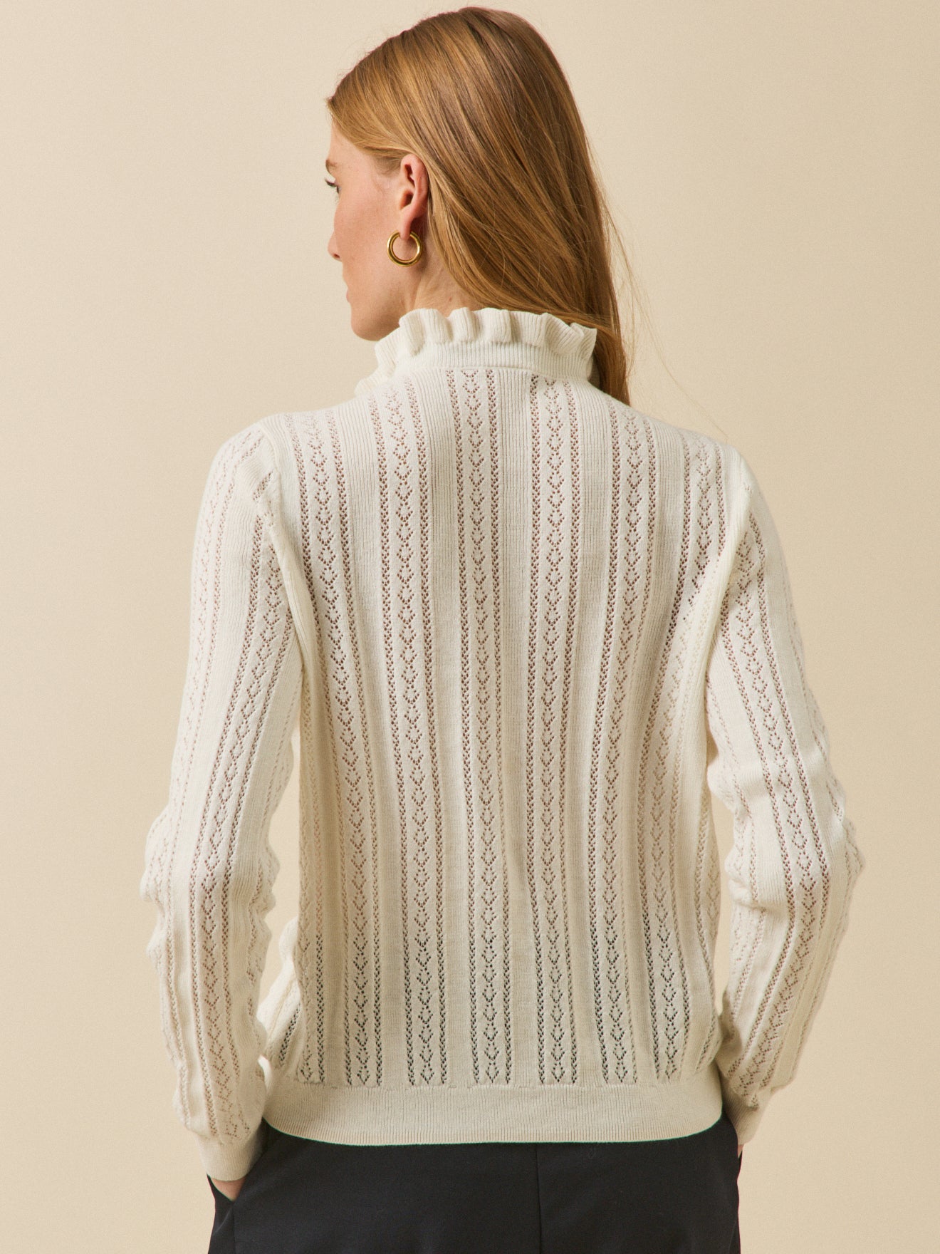 Pull col volanté femme coton biologique et cachemire