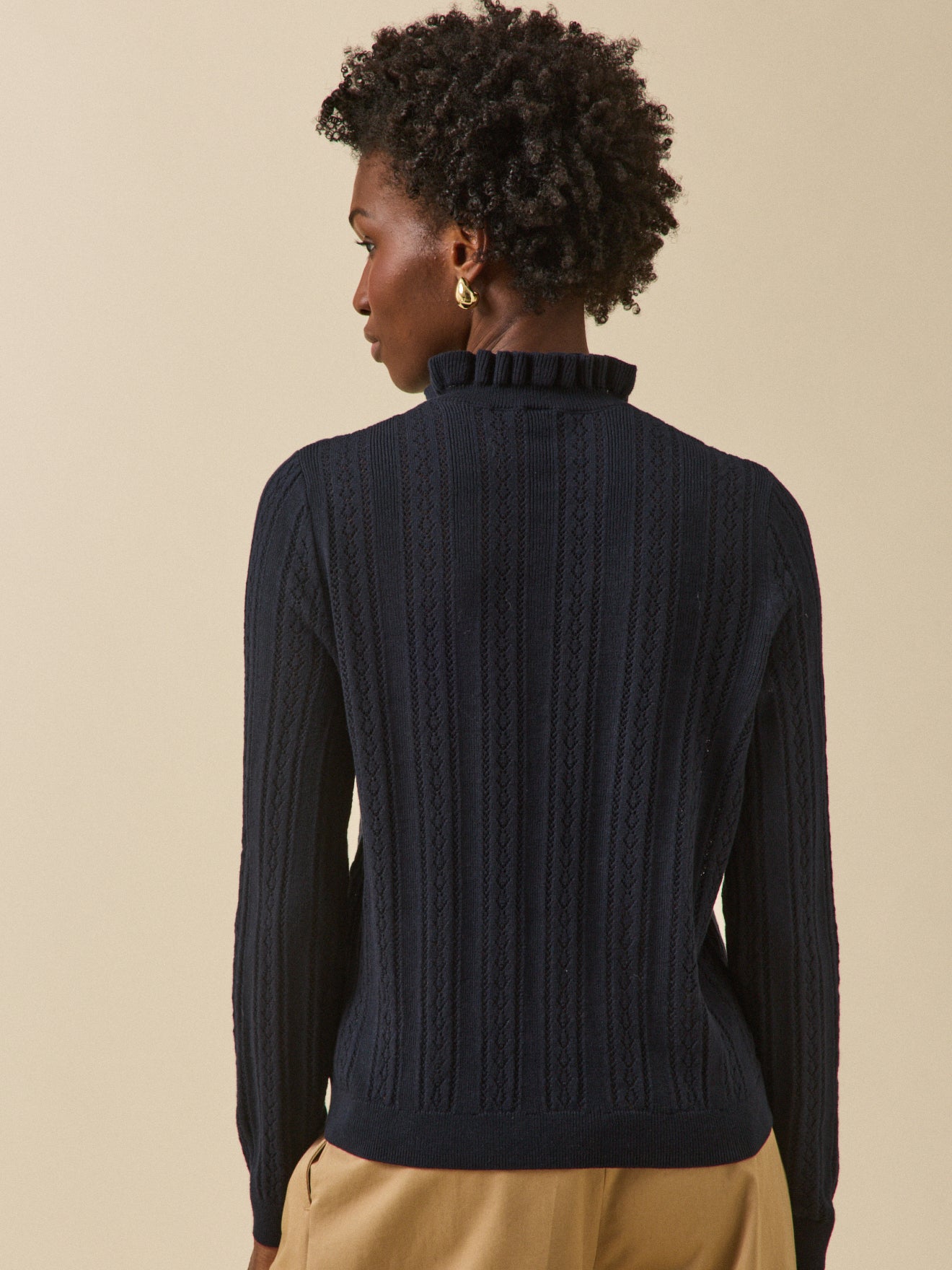 Pull col volanté femme coton biologique et cachemire