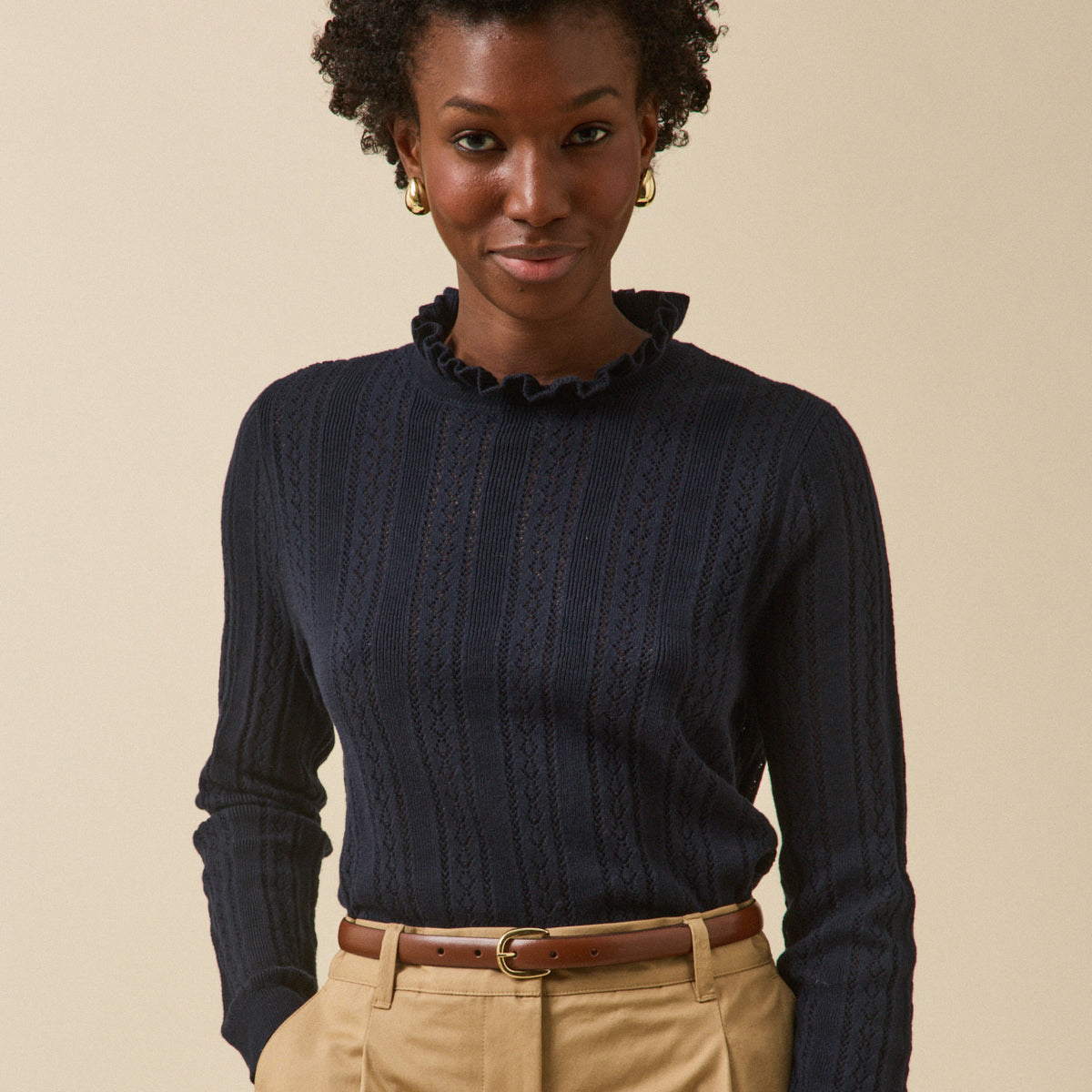 Generisch Pull En Tricot Doux Pour Femme Avec Col Rond Et Manches