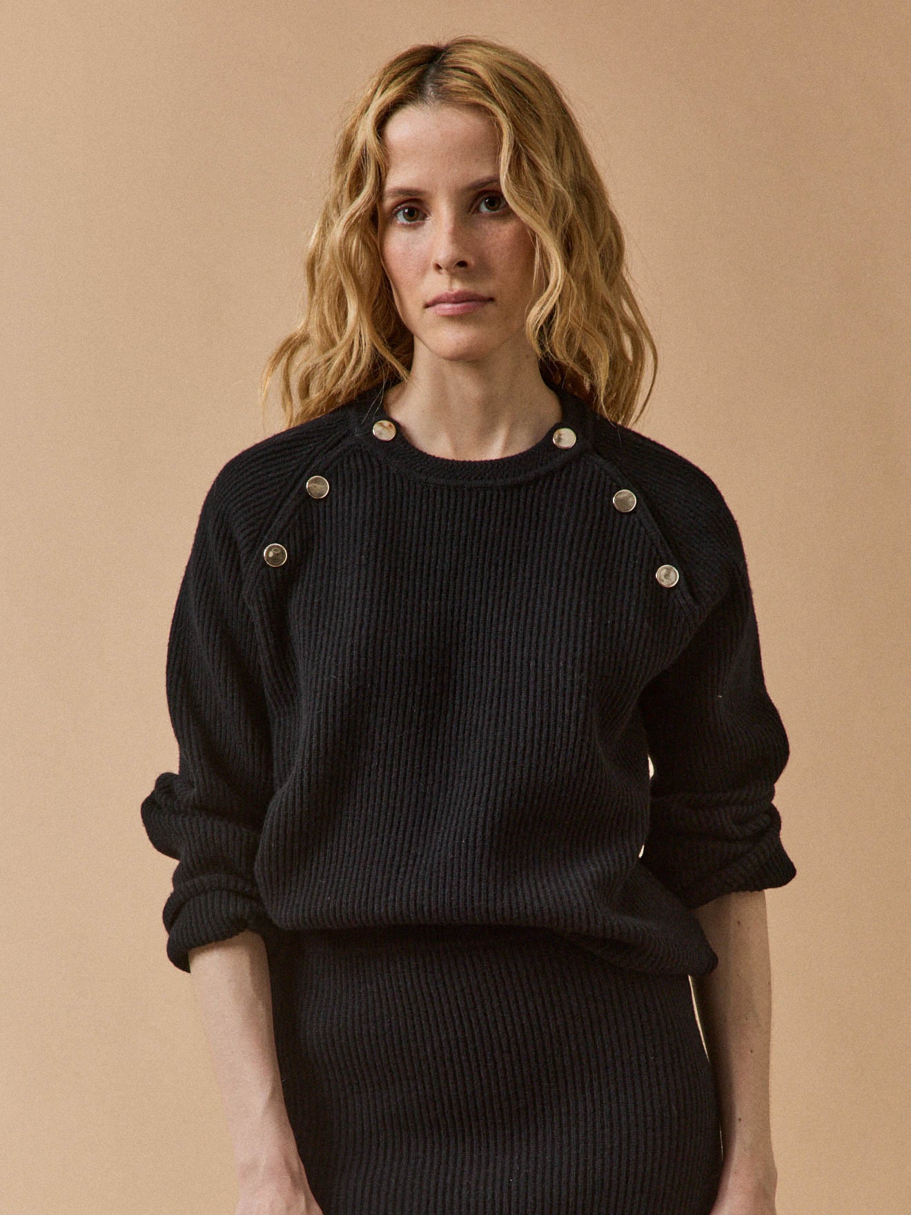 Pull maille côtelée femme laine majoritaire