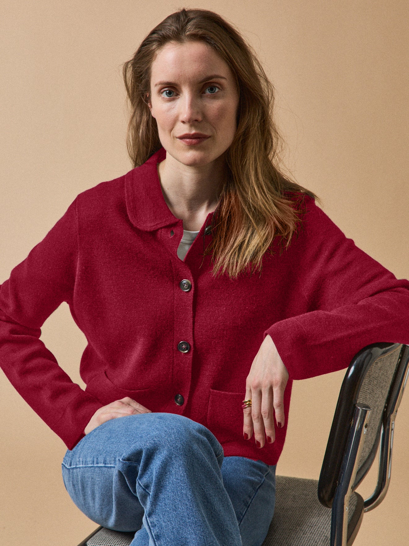 Gilet col chemise maille milano femme