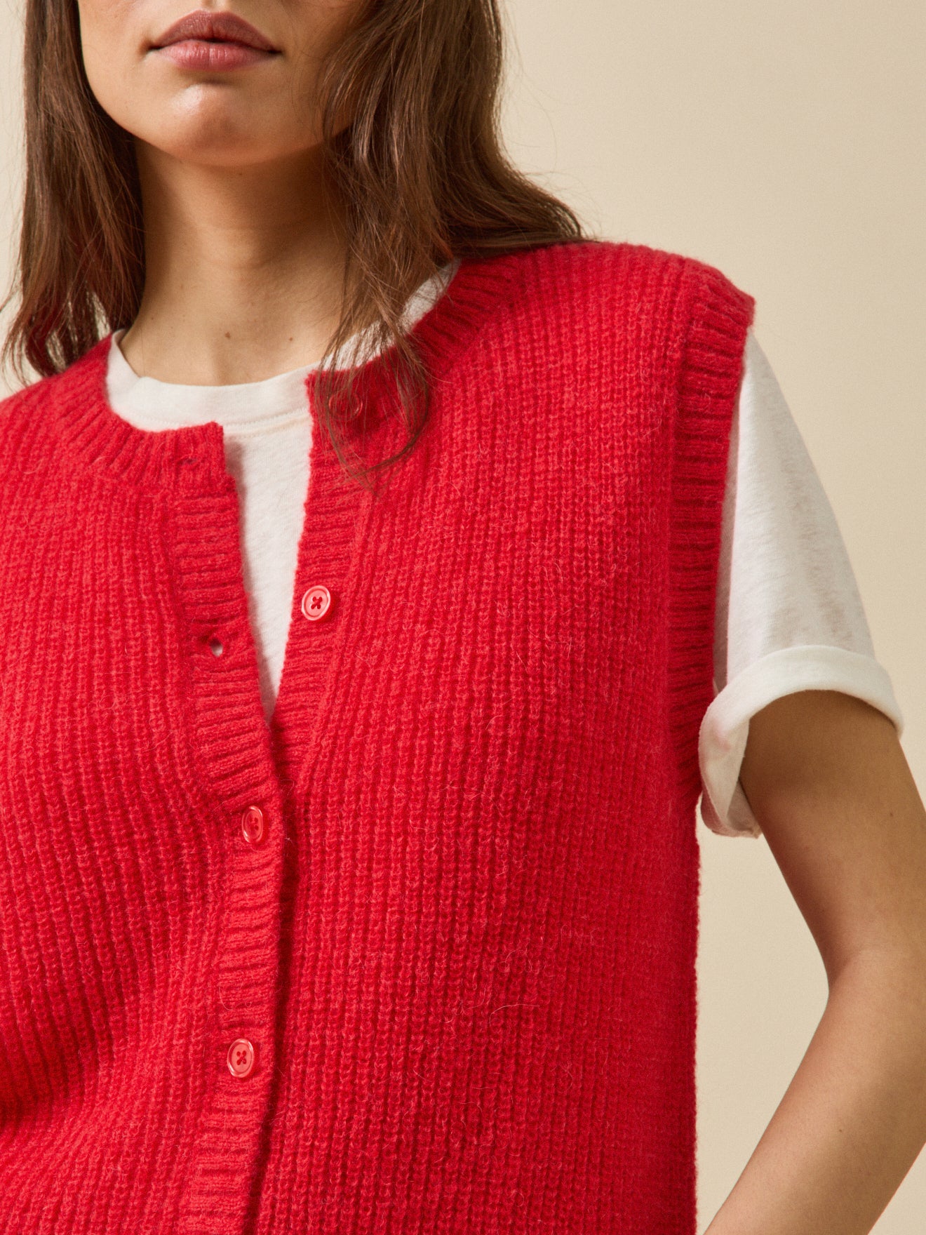 Gilet sans manches femme avec laine, alpaga et mohair