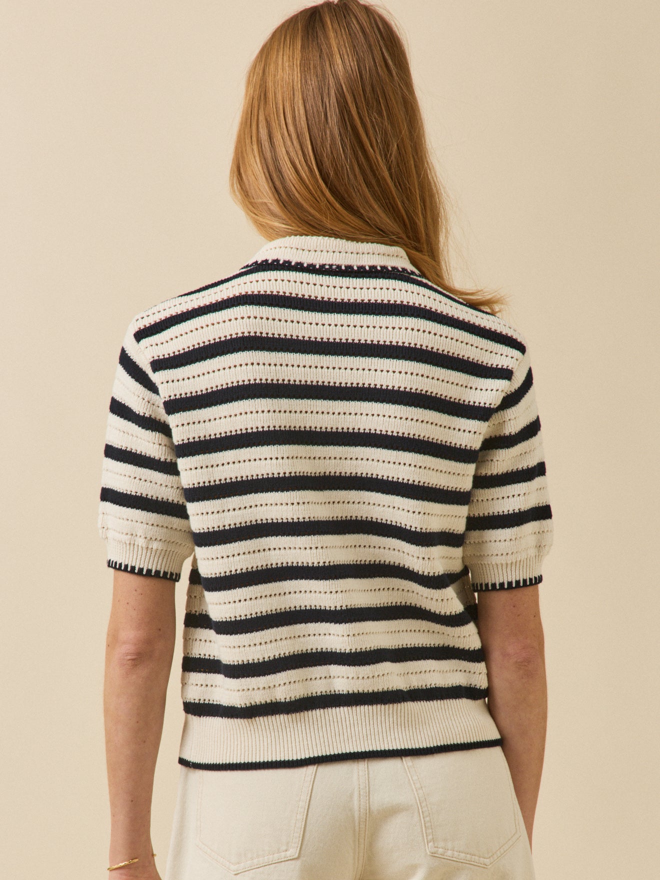 Pull polo boutonné rayé femme coton biologique