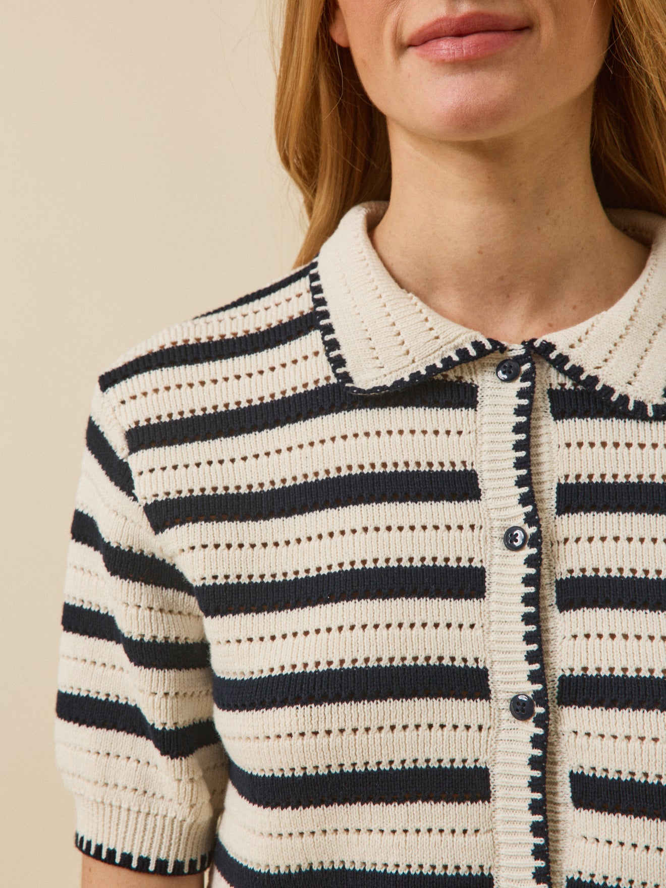 Pull polo boutonné rayé femme coton biologique