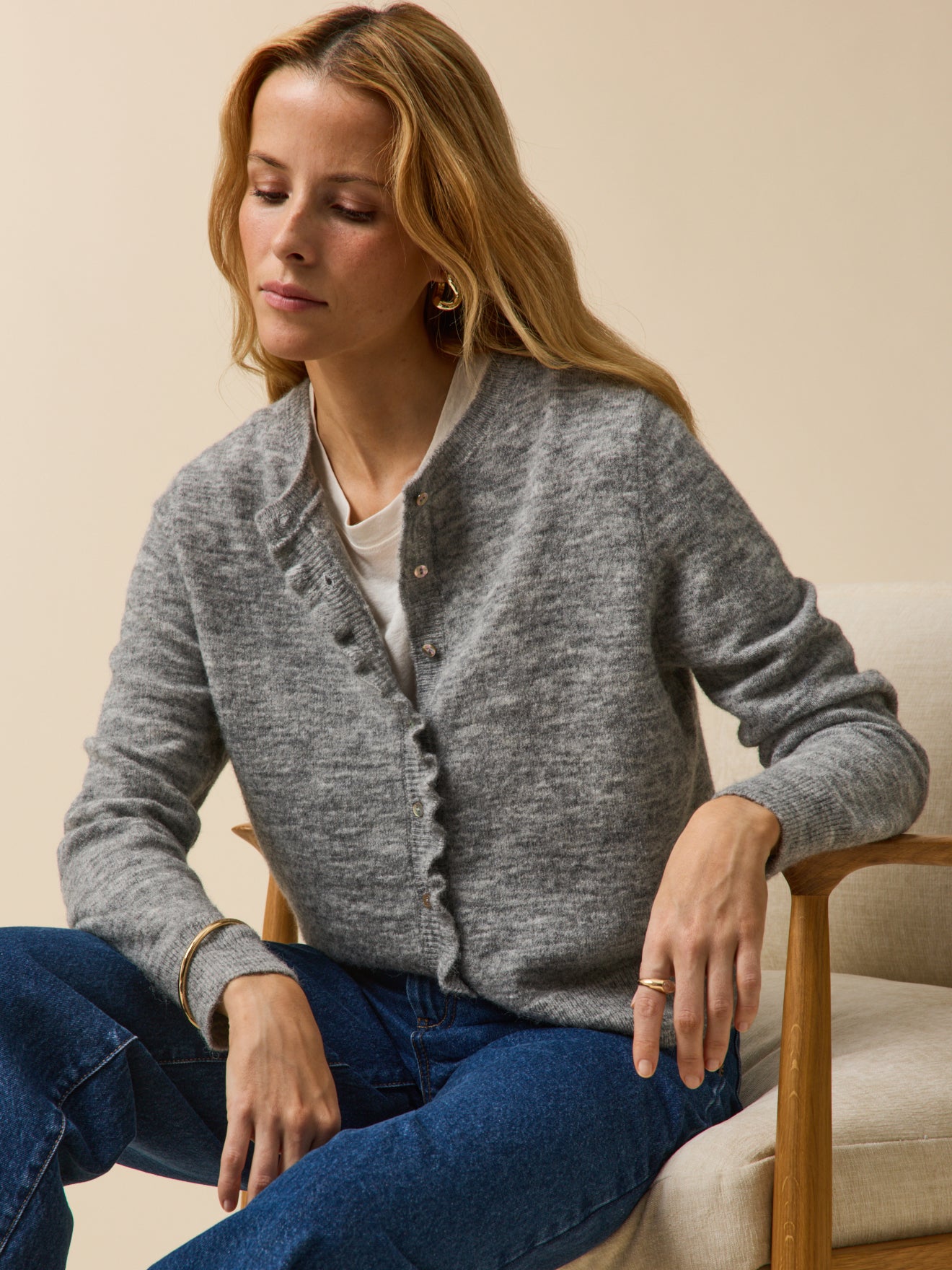 Gilet volanté femme avec laine et alpaga