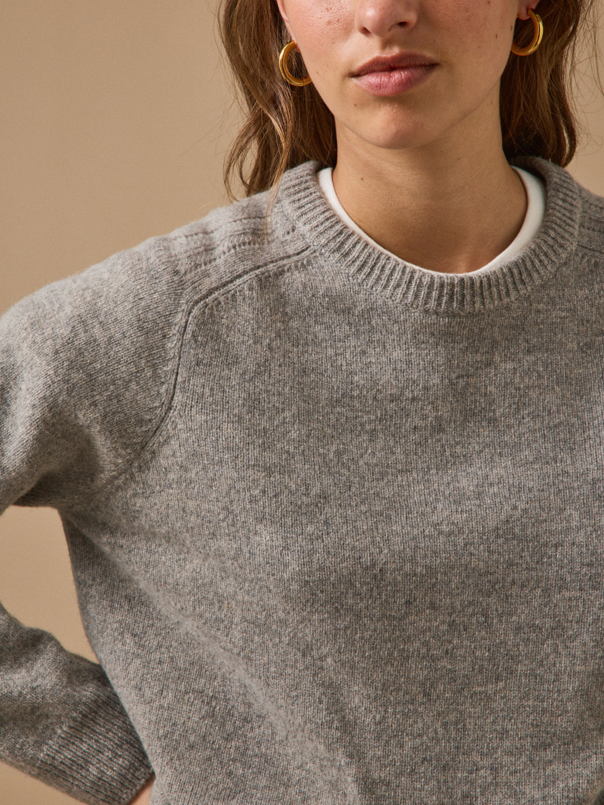 Pull col rond femme laine mérinos RWS*
