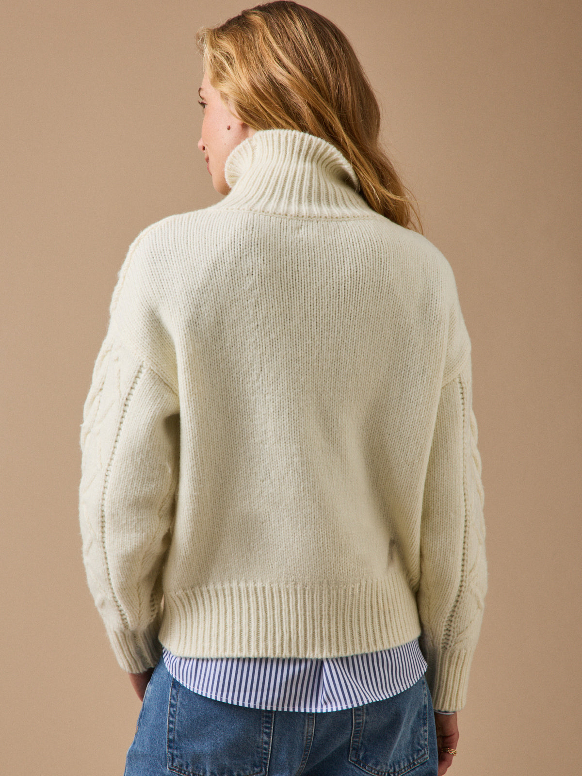 Pull col montant laine mélangée femme